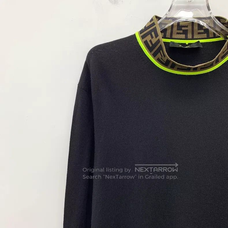 Fendi Fendi Black Collar Double F Wool Crewneck Long Sleeve Knit Size US M / EU 48-50 / 2 - 3 Thumbnail