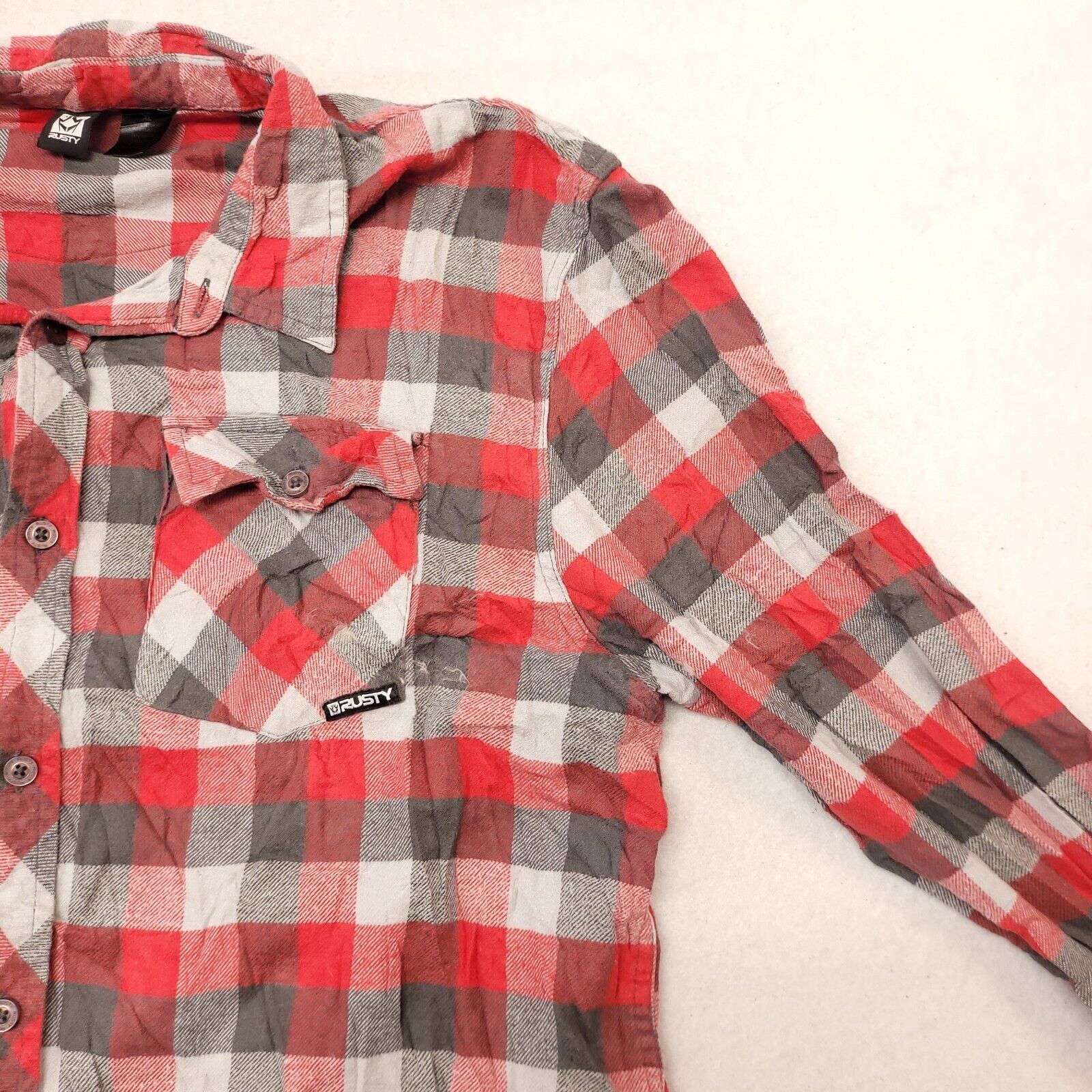 Rusty Rusty Gingham Flannel Shirt Men Size Extra Large XL Red Gray Size US XL / EU 56 / 4 - 5 Thumbnail