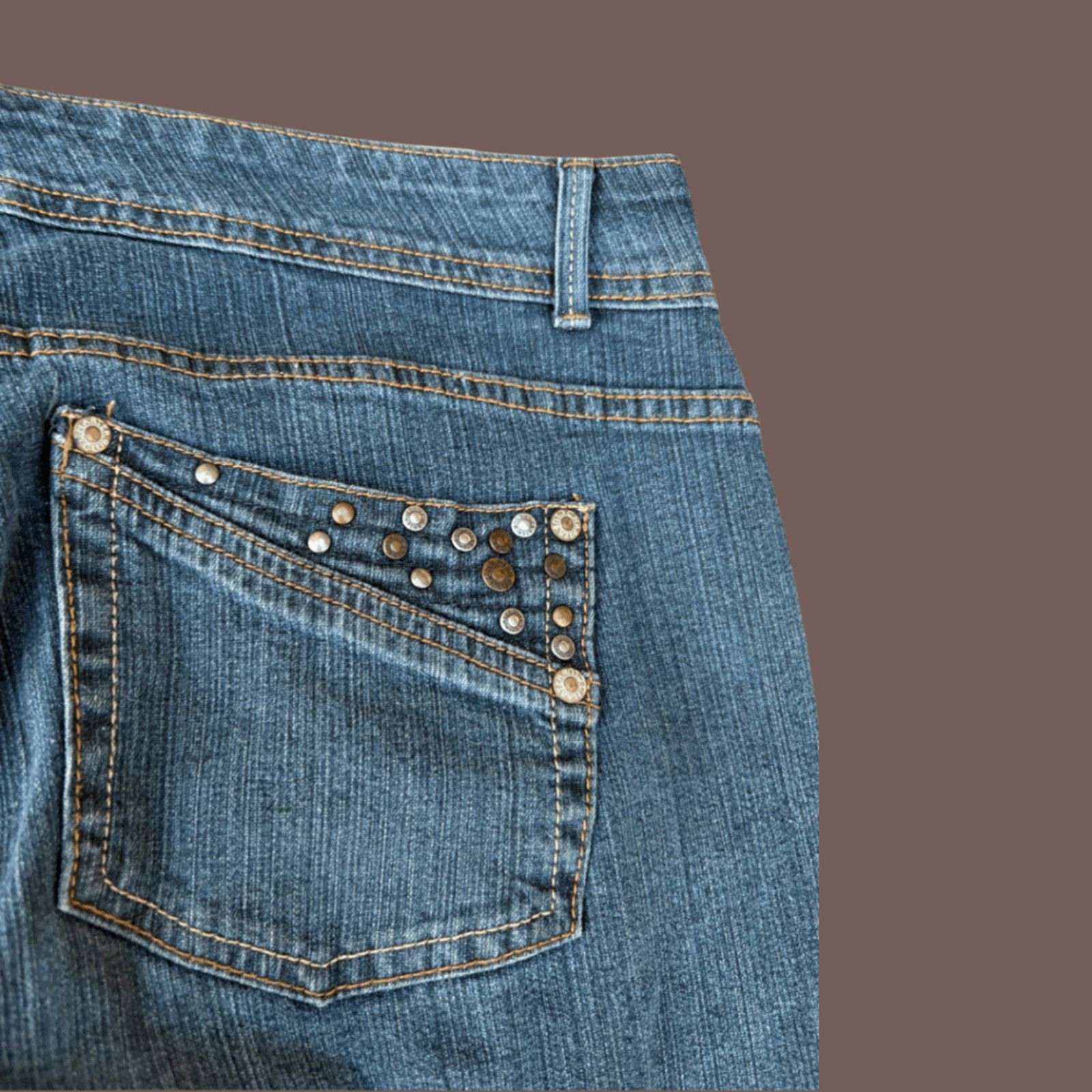 Vintage VTG Flare Jeans | Charter Club Studded Blue | Y2K Revival Size 31" - 3 Thumbnail