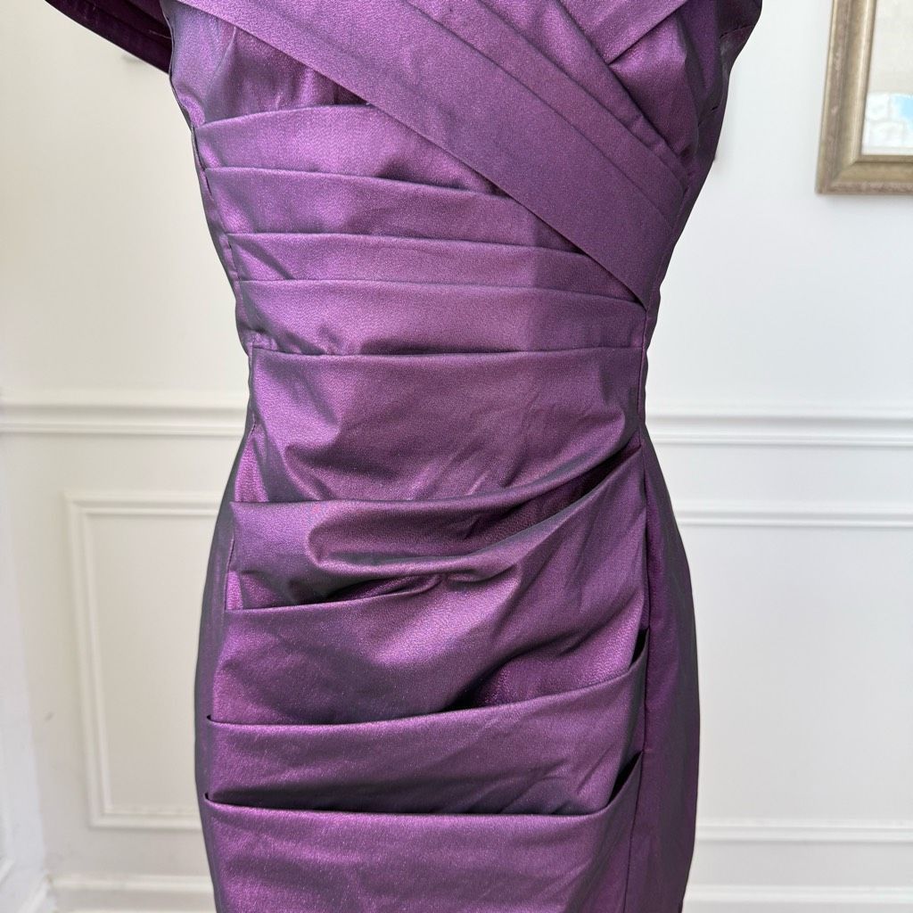 Other Cachet Ruched Dress Purple Metallic Evening Cocktail 6 Size M / US 6-8 / IT 42-44 - 3 Thumbnail