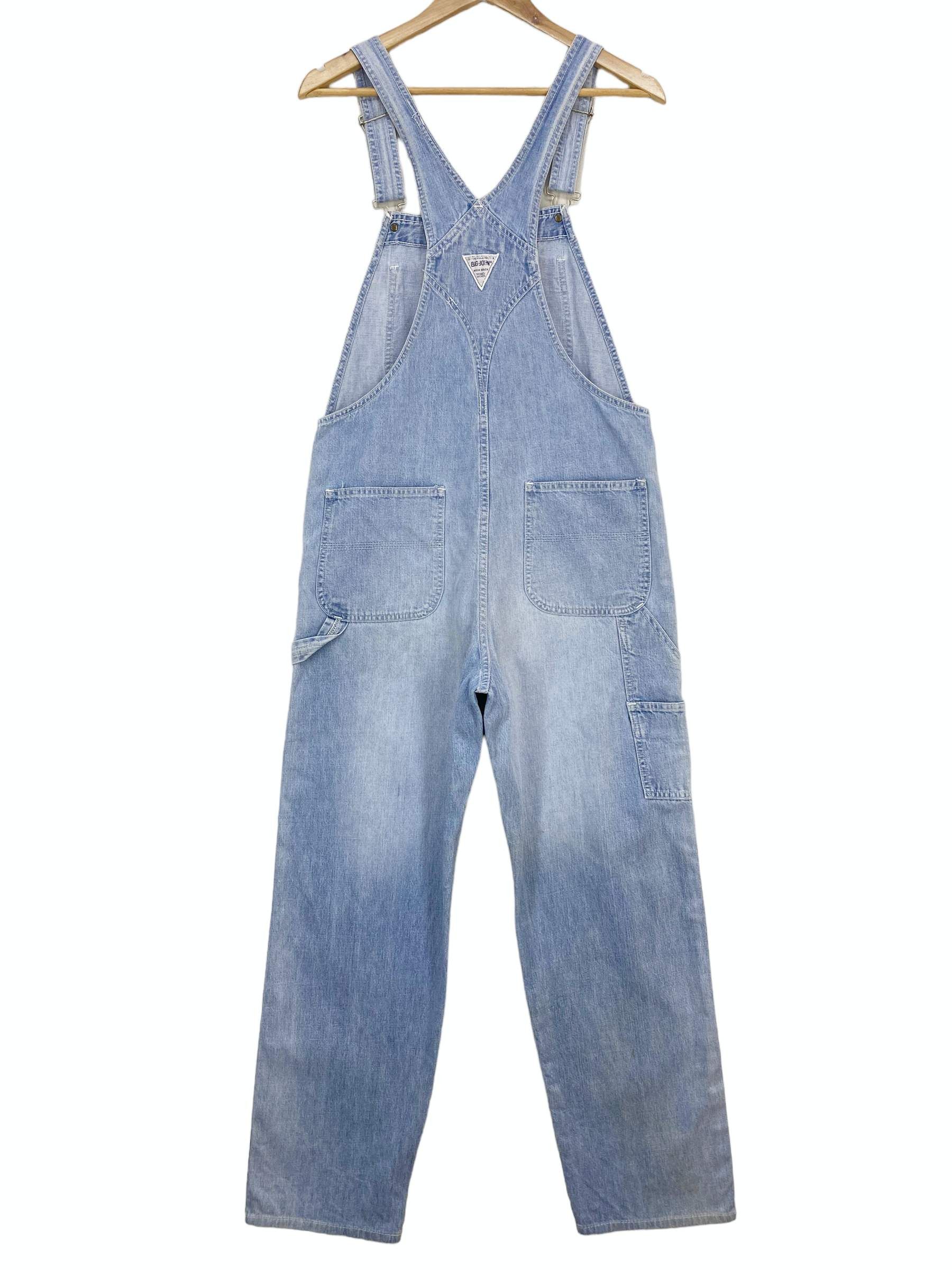 Big John × Vintage Big John Carpenter Bib Overalls Light Wash Jeans Size US 35 - 2 Thumbnail