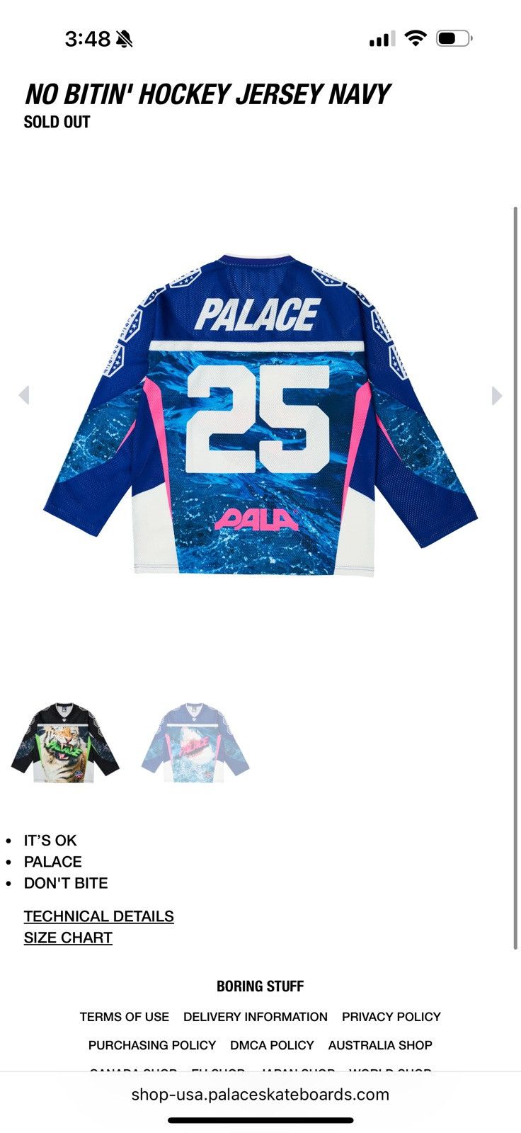 Palace No Bitin’ Hockey Jersey Navy Size US L / EU 52-54 / 3 - 4 Thumbnail