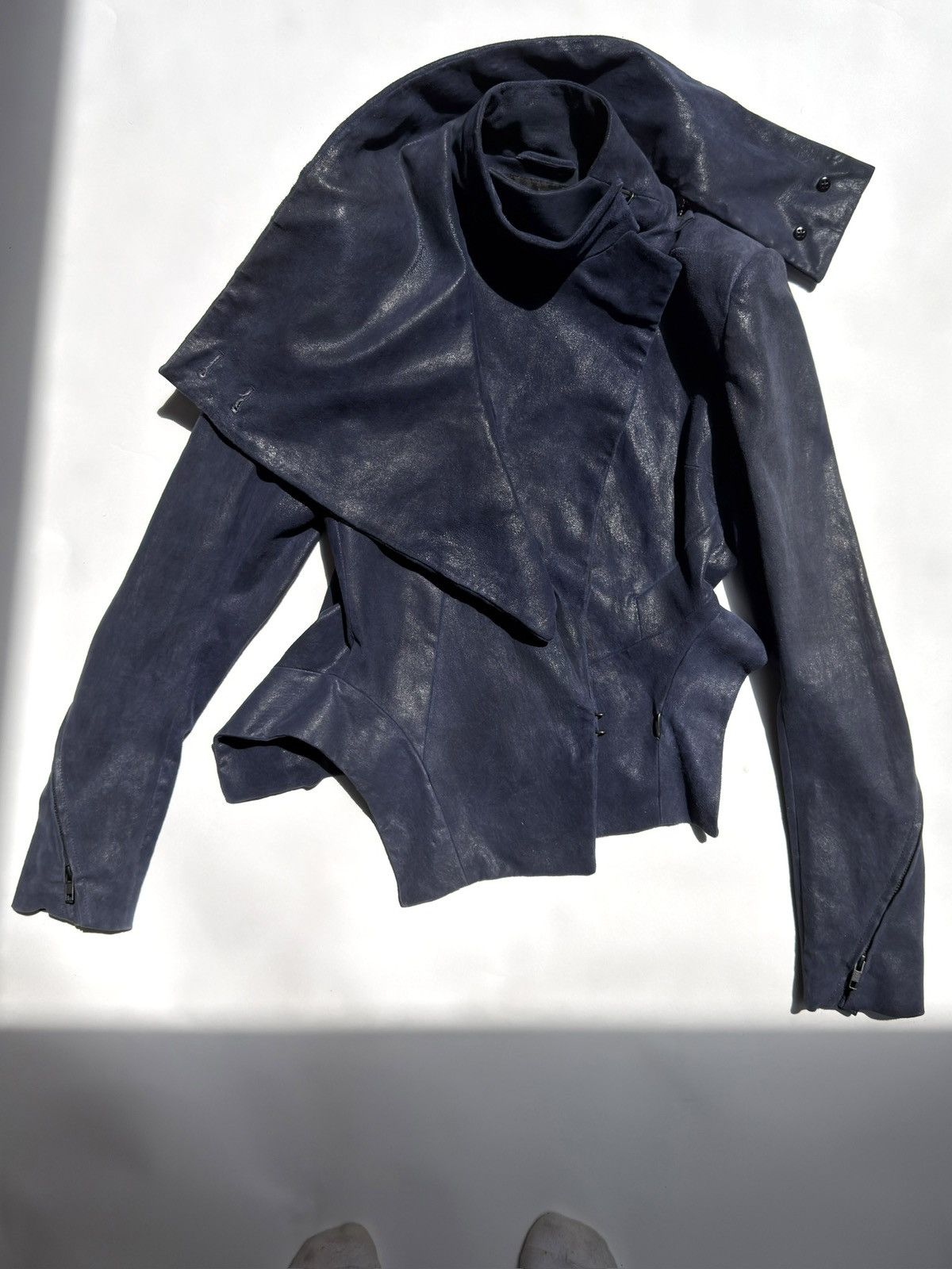 Ann Demeulemeester ann demeulemeester fw12 blue blistered leather jacket 38 Size S / US 4 / IT 40 - 2 Thumbnail