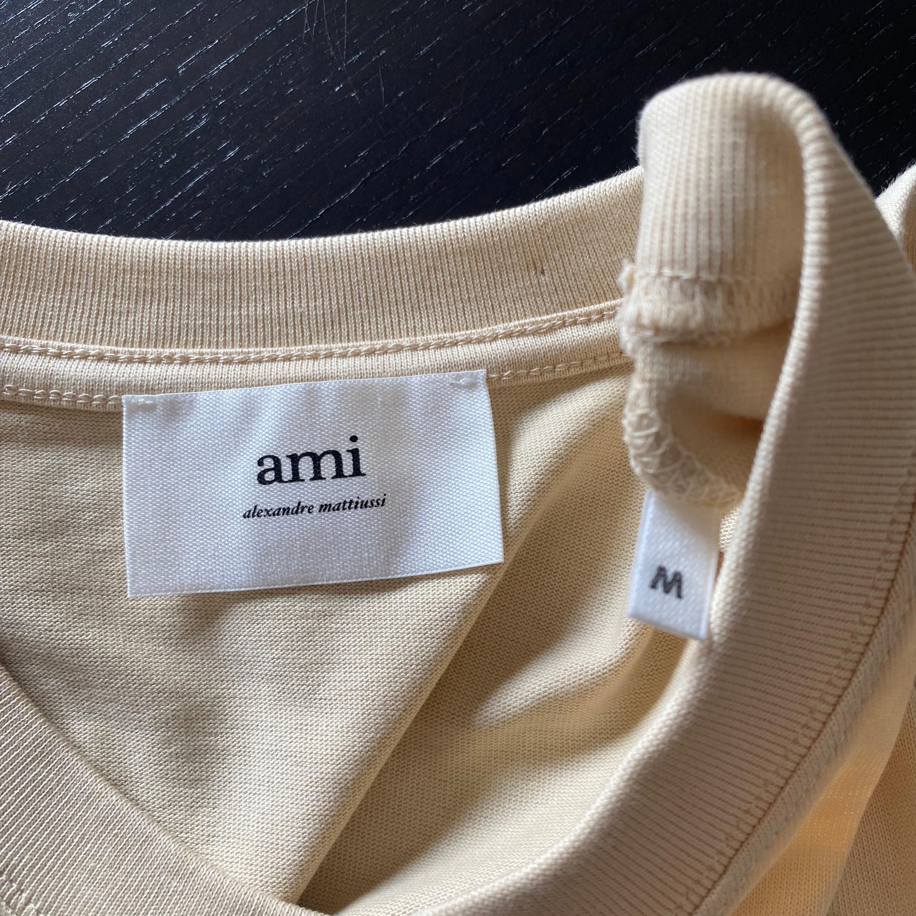 AMI Beige Tonal Embroidered Ami de Couer Logo T-Shirt Size US M / EU 48-50 / 2 - 4 Thumbnail