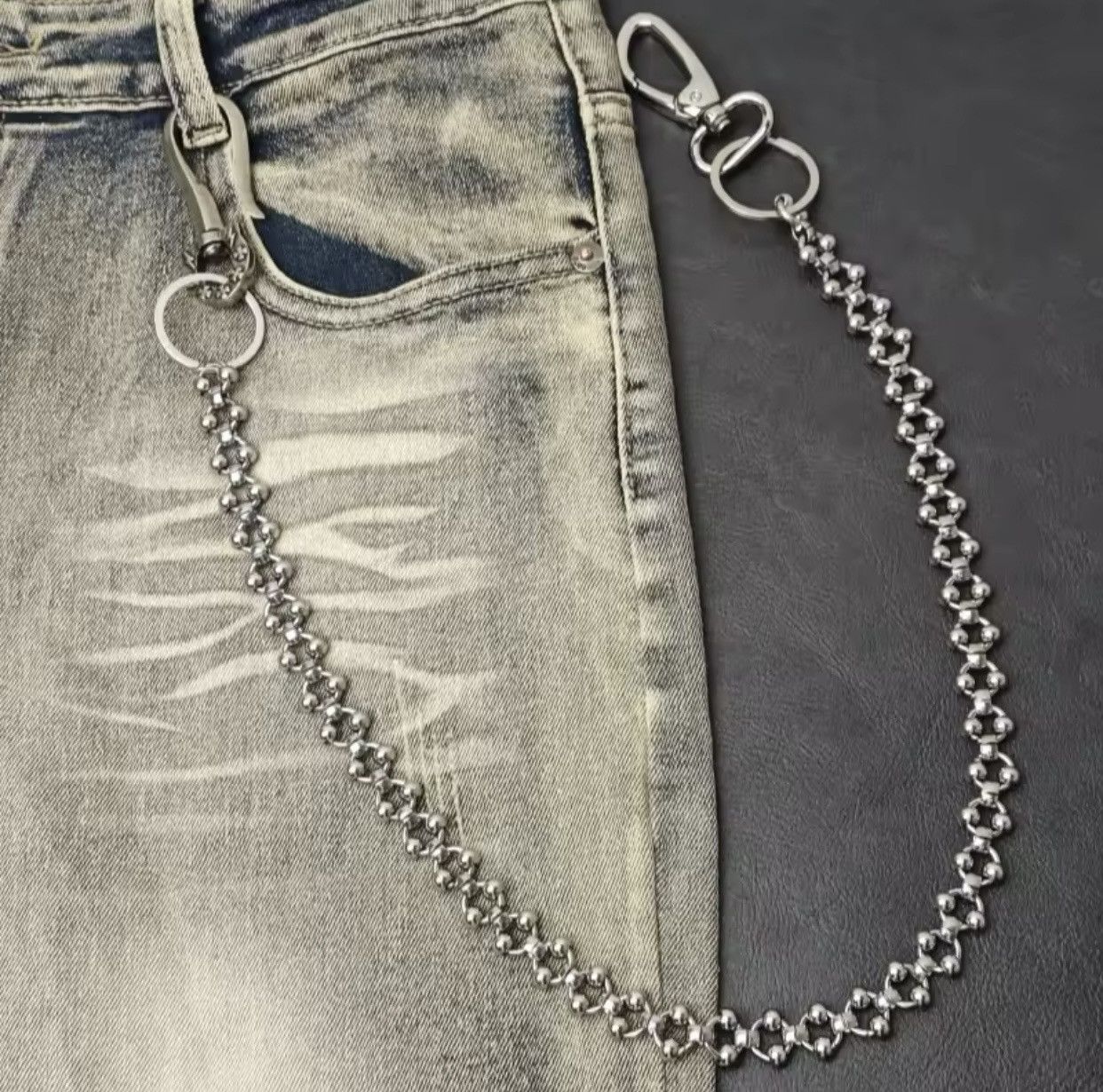 Vintage Copper Hook Round Bead Pants Chain Size ONE SIZE - 1 Thumbnail