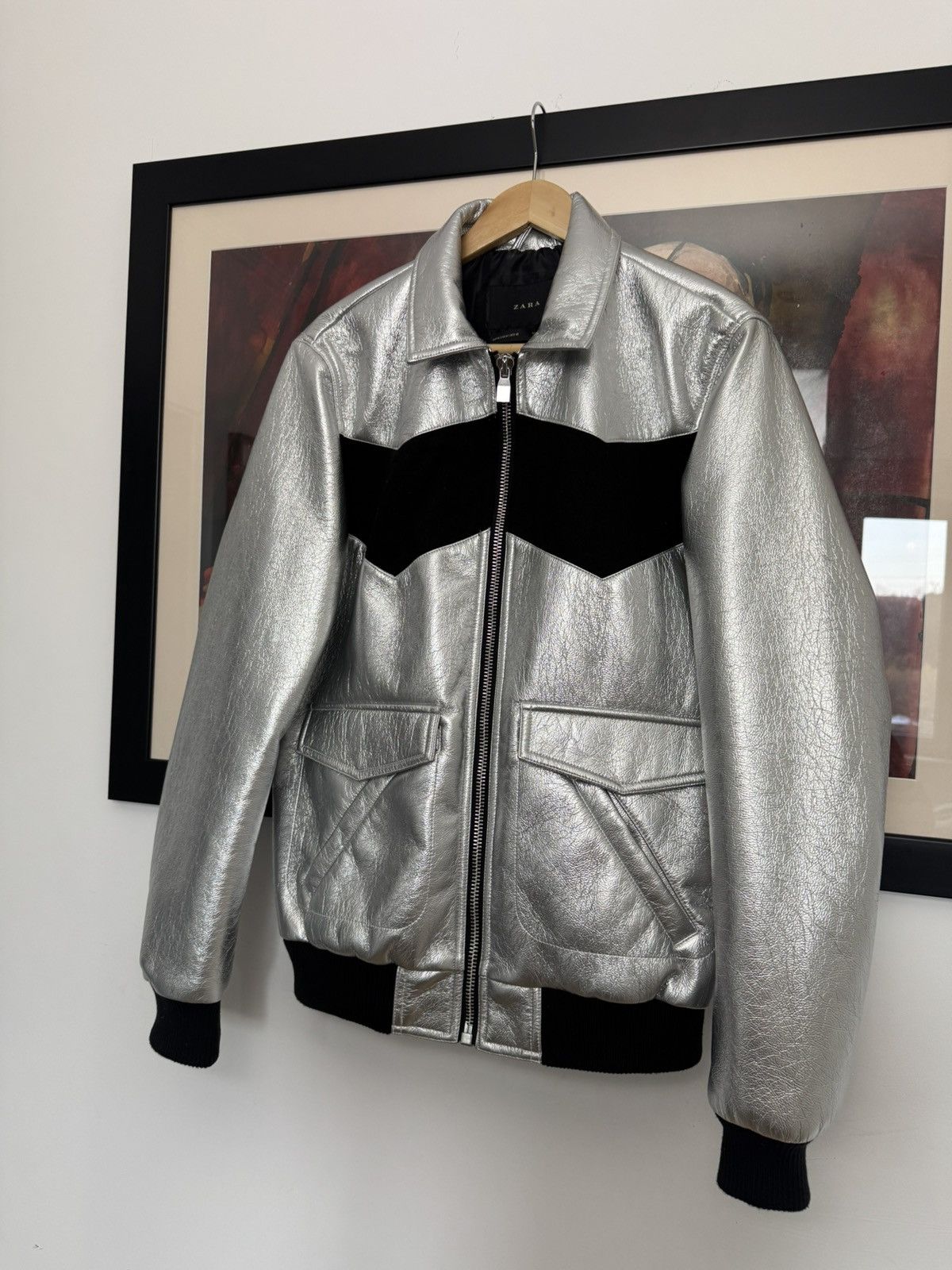Zara Zara Silver Zip Jacket Avant Garde Rare Designer Vibe Size US M / EU 48-50 / 2 - 2 Thumbnail
