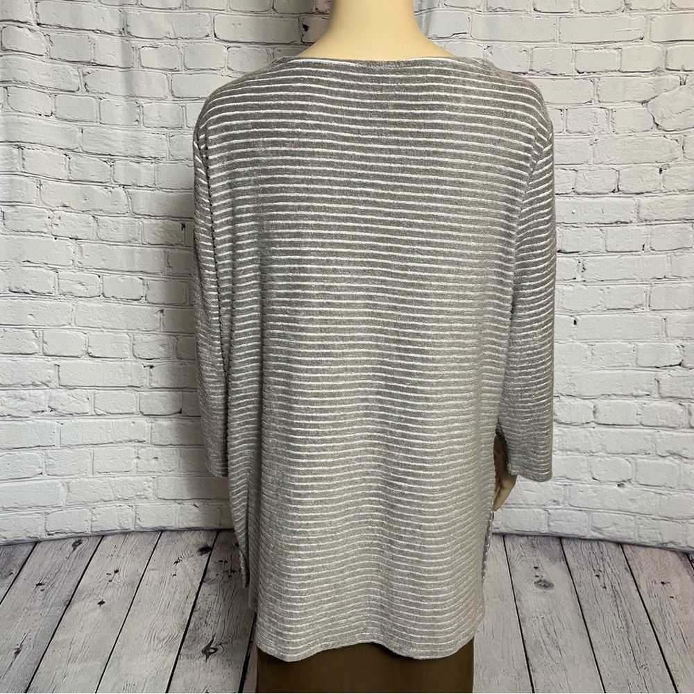 Chicos NWT New Chico's Angled Lines Spliced Boatneck Beige Tunic S Size XL / US 12-14 / IT 48-50 - 4 Thumbnail