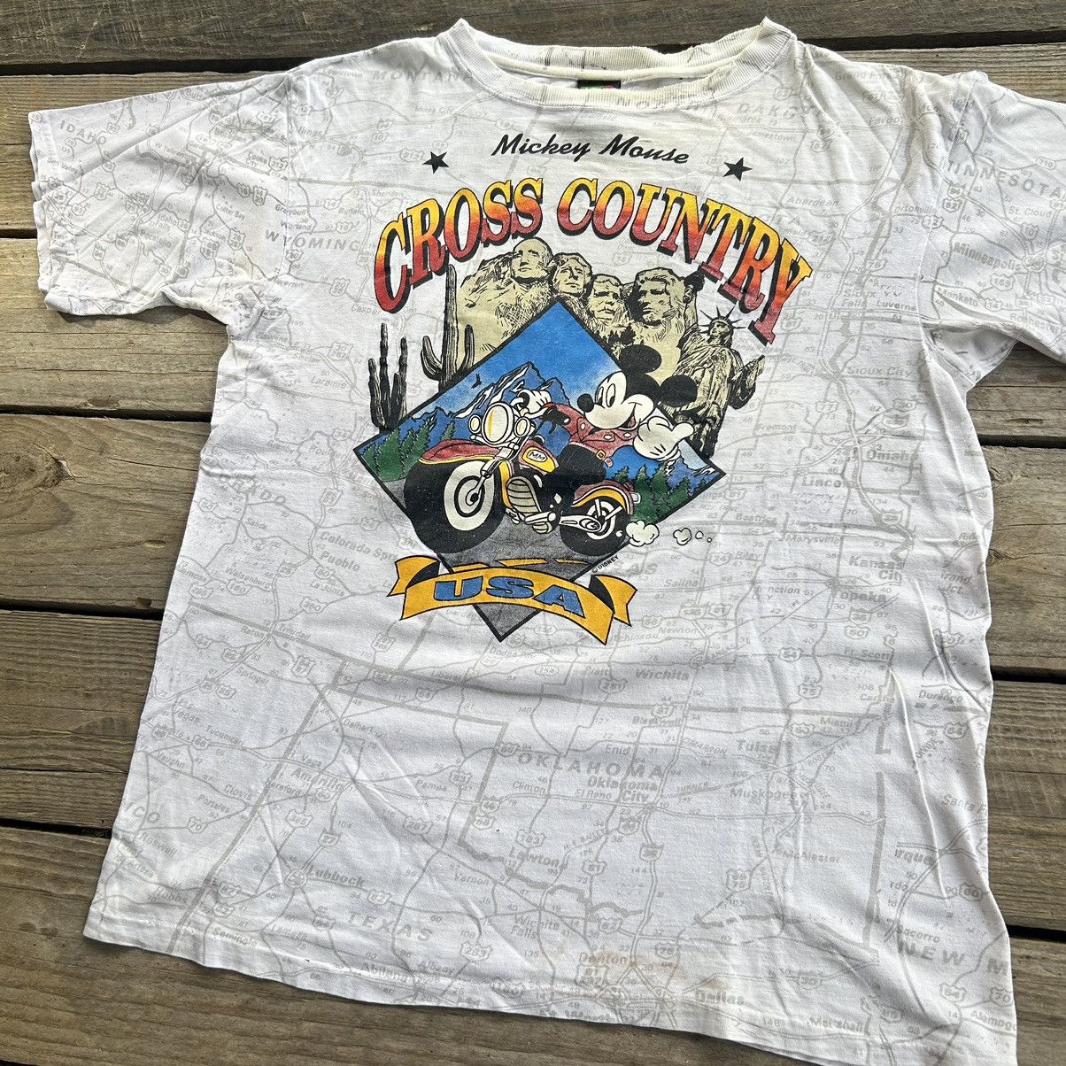Disney Vintage Disney Mickey Mouse Motorcycle AOP Distressed Shirt Size US L / EU 52-54 / 3 - 2 Thumbnail