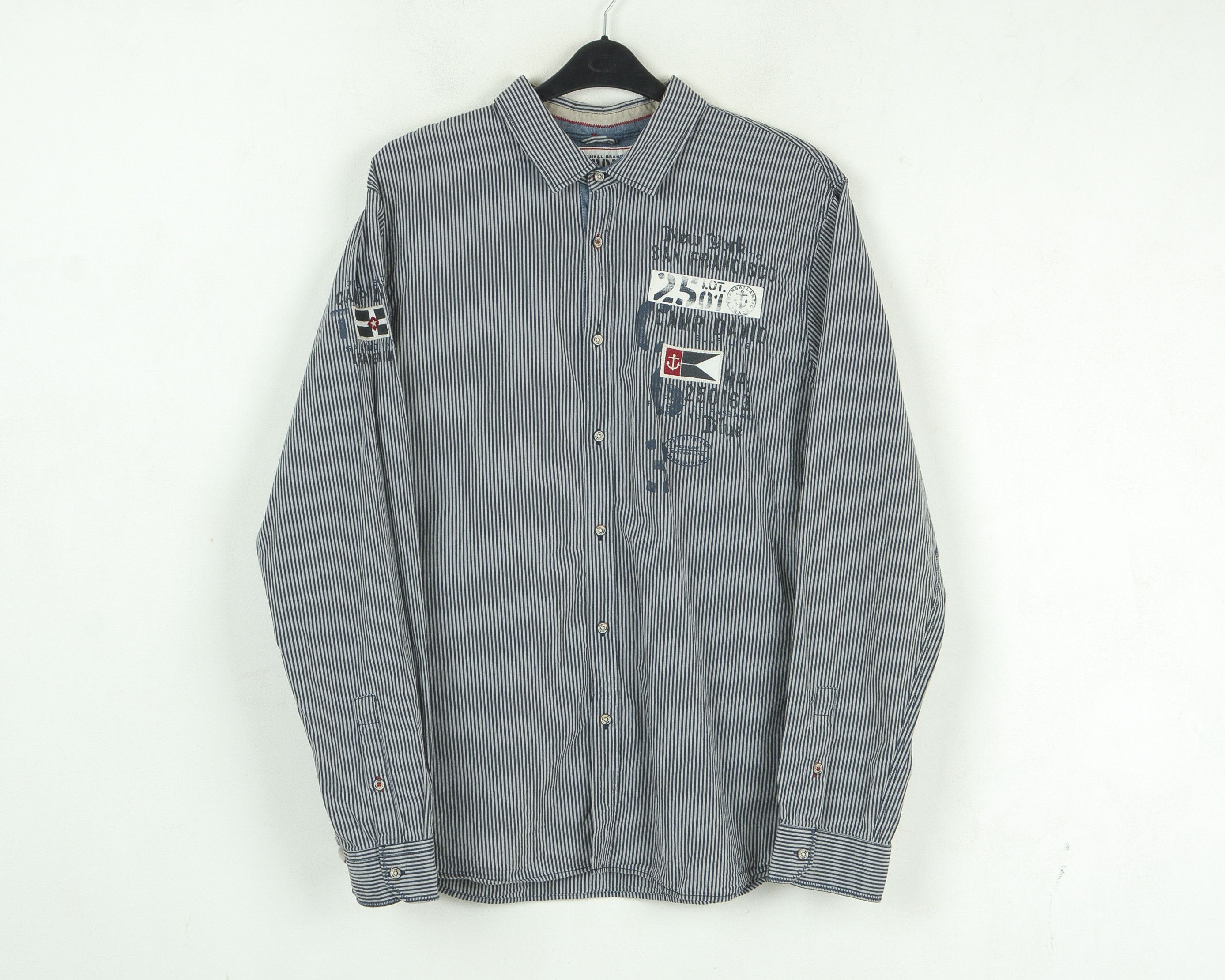 Camp David Button Up Shirt 2XL Striped Embroided Long Sleeve Casual Top Size US XXL / EU 58 / 5 - 1 Thumbnail