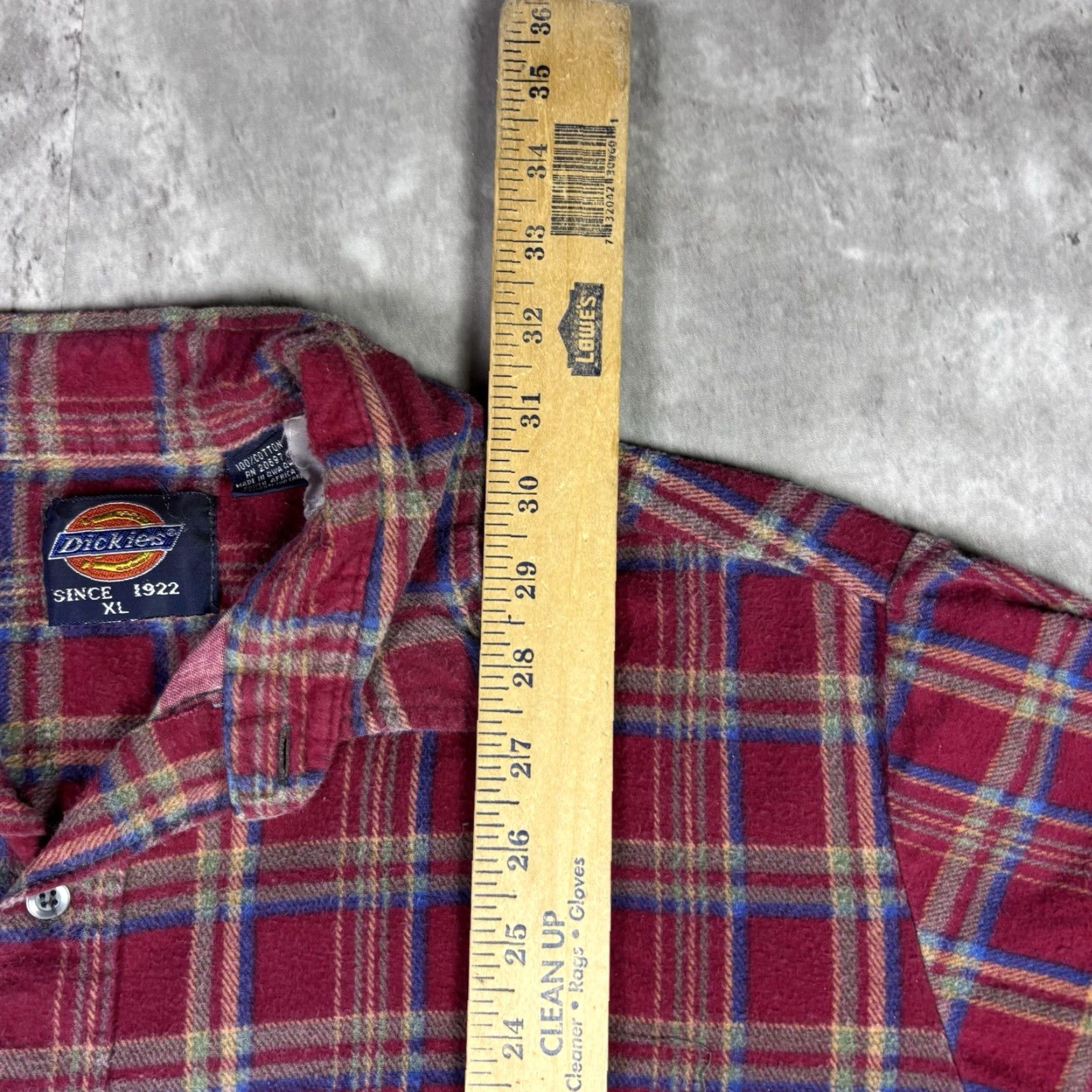 Dickies VINTAGE Dickies Flannel Shirt Button-Up Red Plaid Adult XL Workwear 90s Shirt Mens XL Red Plaid Button-Up Cotton Long Sleeve Button Size US XL / EU 56 / 4 - 4 Thumbnail