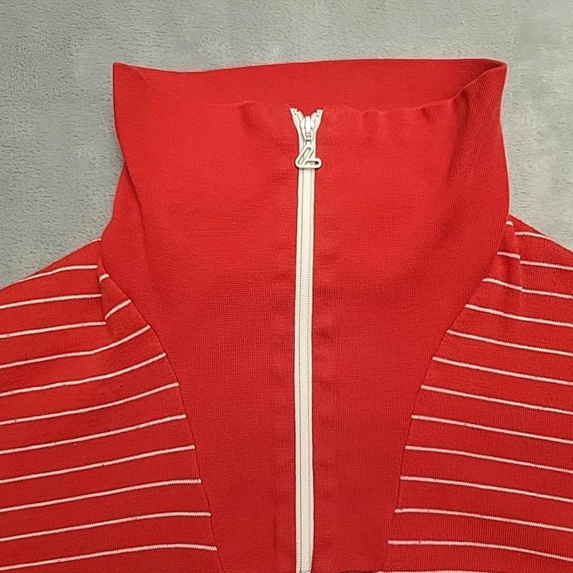 Vintage VTG Fischer Pullover Women M Red Striped Thermal Ski Fleece Mid layer Alpine 80s Men's Womens Girls 2000s? Size M / US 6-8 / IT 42-44 - 3 Thumbnail