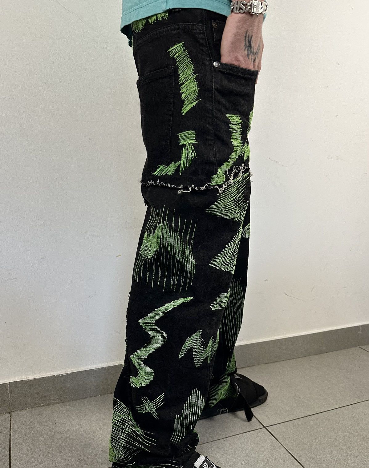 Designer × Japanese Brand RARE Custom Crazy Design Denim Jeans Pants Size US 32 / EU 48 - 3 Thumbnail