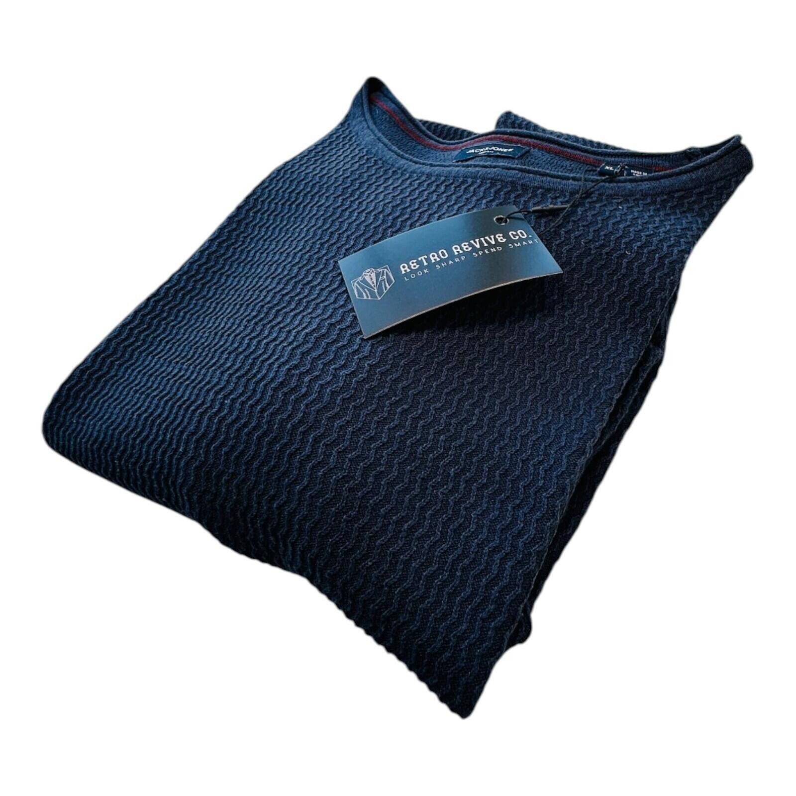 Jack & Jones Jack & Jones Jumper Men's UK Size XL Blue Textured Knit Size US XL / EU 56 / 4 - 2 Thumbnail