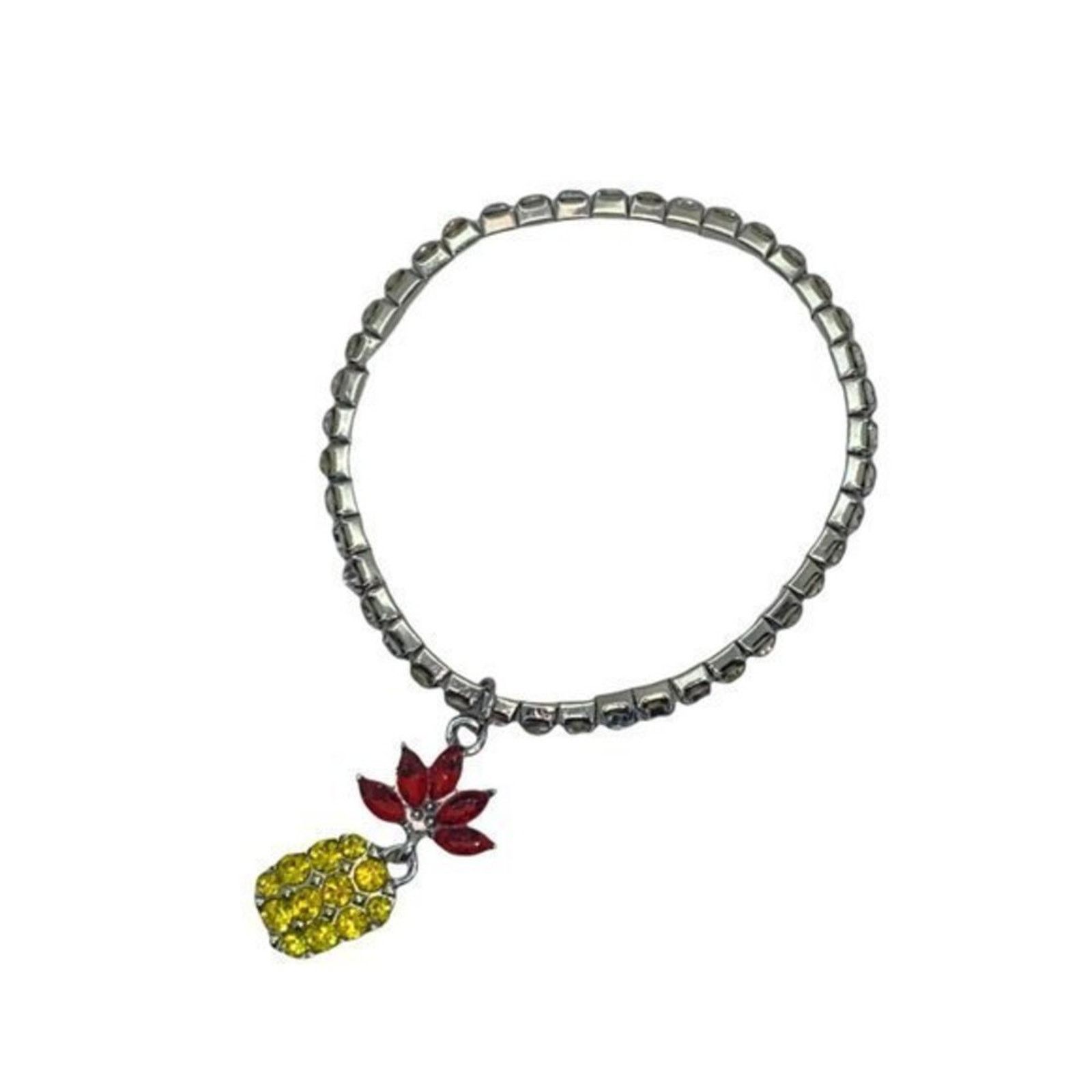 Other NWT Silver-Tone Red Yellow Pineapple Stretch Bracelet Size ONE SIZE - 2 Thumbnail