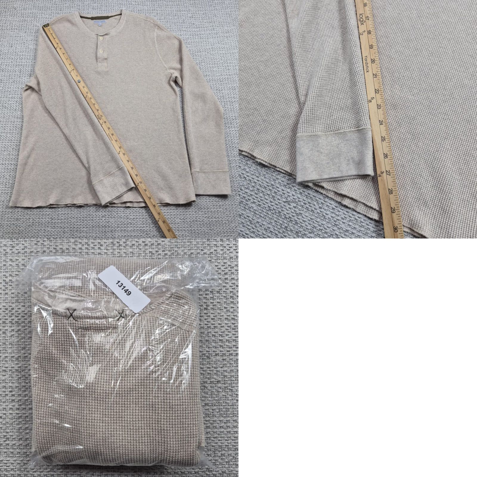 Wallace & Barnes Wallace & Barnes Shirt Mens 2XL Beige Thermal Henley Long Sleeve Casual Tee Size US XXL / EU 58 / 5 - 9 Thumbnail
