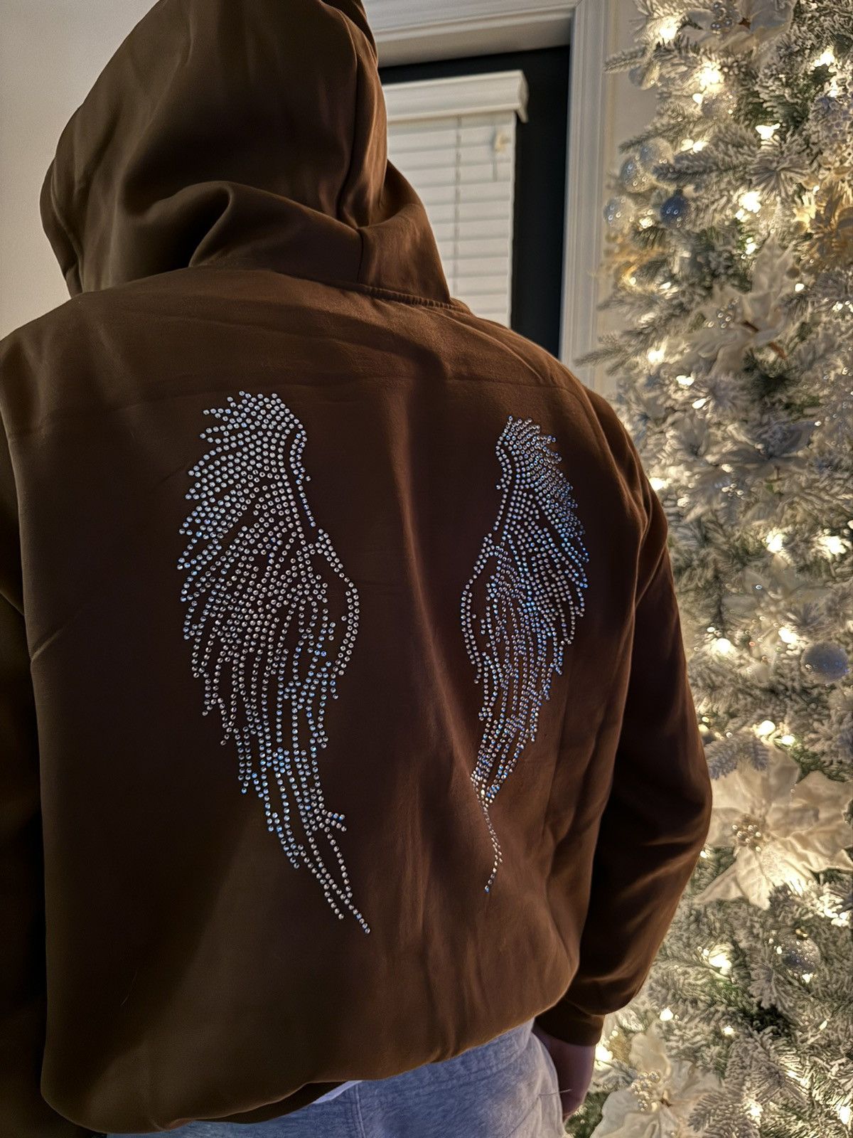 Rhinestones FXXK OFF And Wings Hoodie