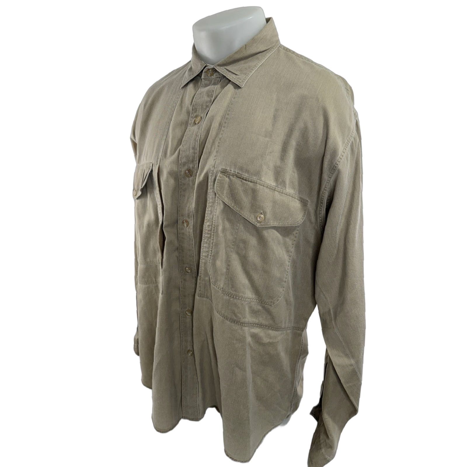 Banana Republic VINTAGE Banana Republic SHIRT Men XL Light Brown / Beige Pockets History: Hong Kong SAFARI 90s? Size US XL / EU 56 / 4 - 1 Thumbnail