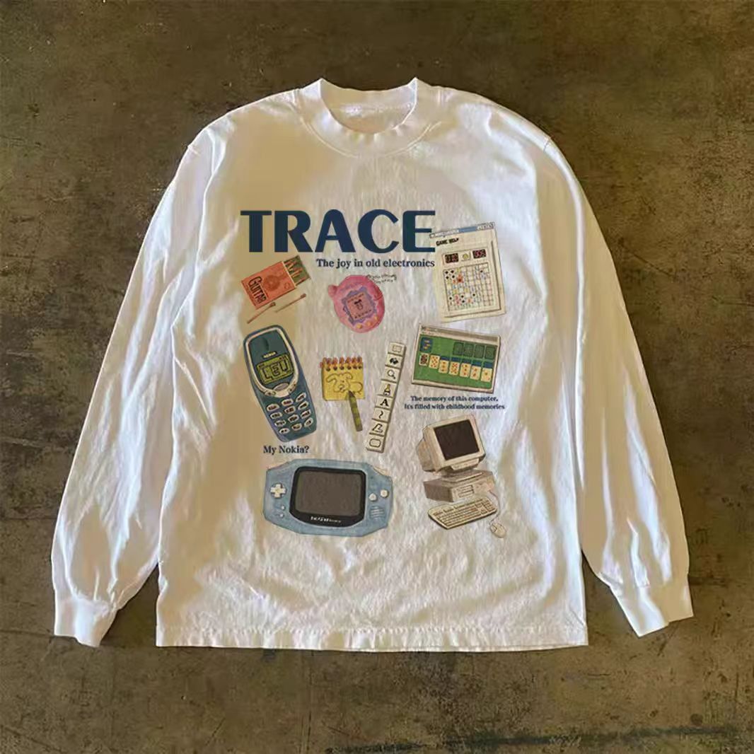 Japanese Brand White washed retro mobile phone print long-sleeved t-shirt Size US M / EU 48-50 / 2 - 1 Thumbnail