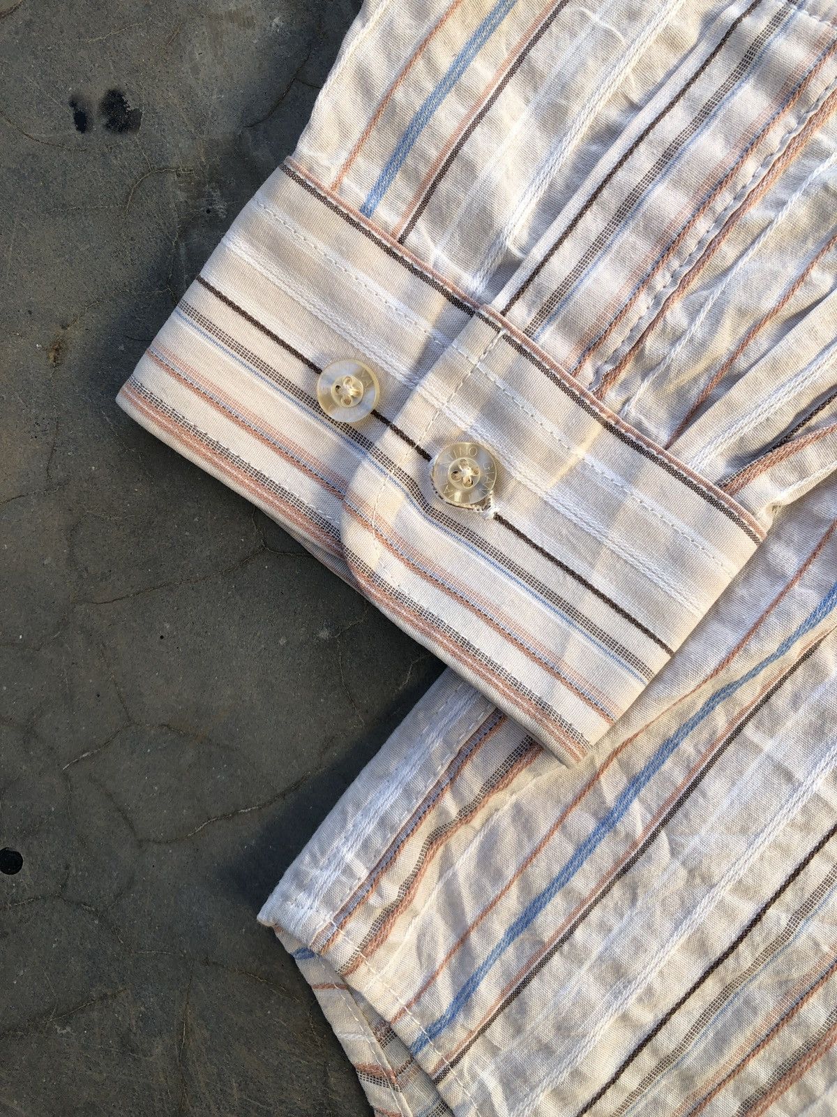 Gianni Valentino VTG Gianni Valentino Japan Fabric ShirtnStripe Long Sleeve Size US L / EU 52-54 / 3 - 6 Thumbnail