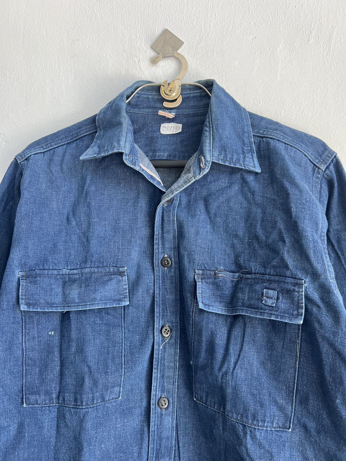 Vintage Vintage 1950s Indigo Dyed Double Flap Pocket Selvaged Jacket Size US L / EU 52-54 / 3 - 4 Thumbnail