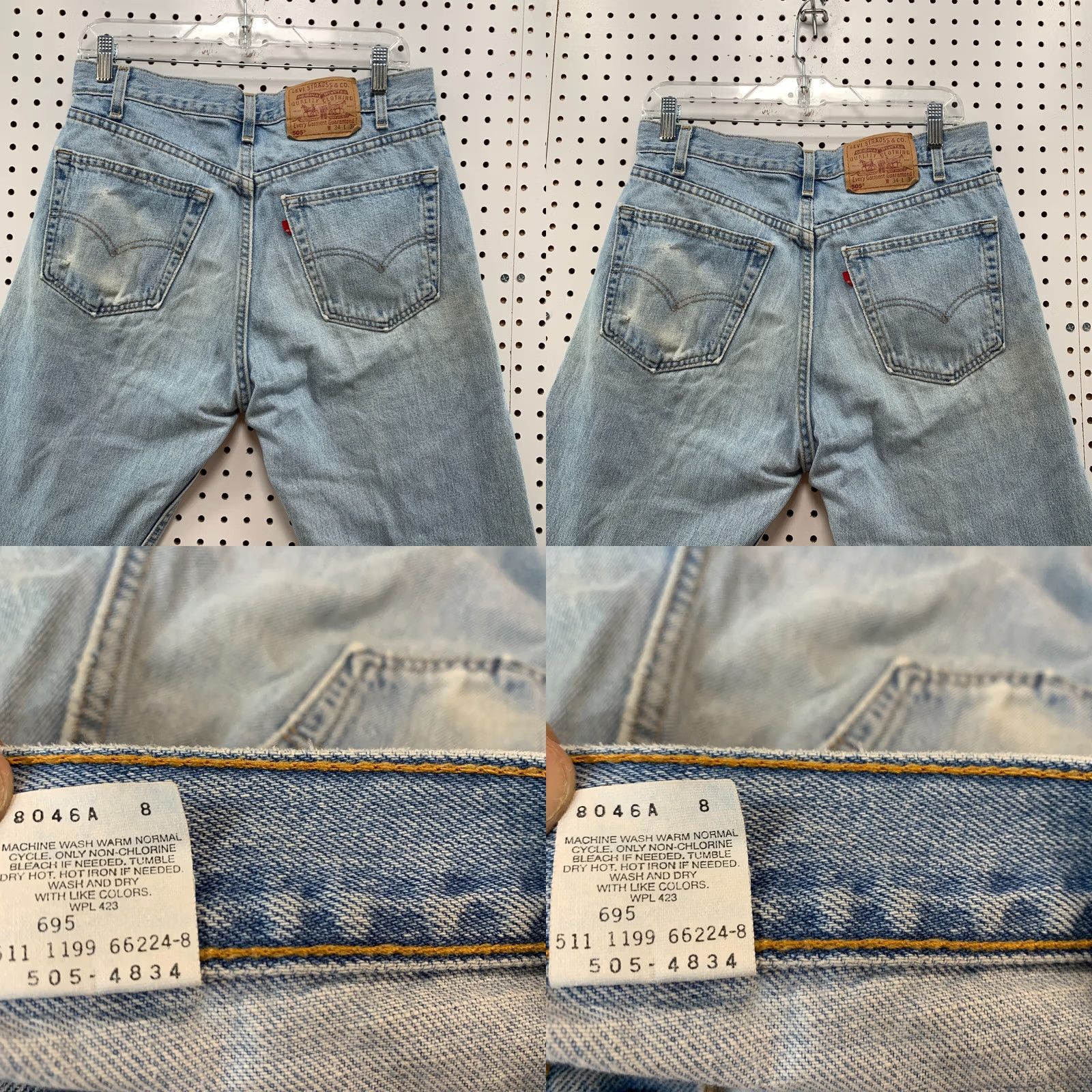 Levi's VINTAGE Levis 505 Jeans Denim Mens Size Regular Straight Fit 33X30 USA 90s Fits Size US 33 - 9 Thumbnail