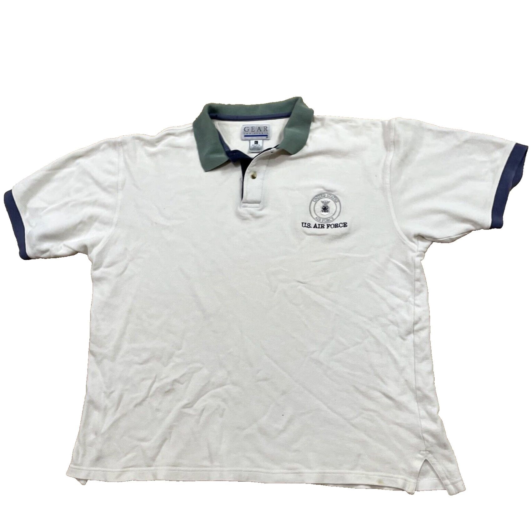 Vintage GEAR FOR SPORTS US AIR FORCE Polo Shirt Men L USAF Military Logo Vintage 1 Hole Size US L / EU 52-54 / 3 - 2 Thumbnail