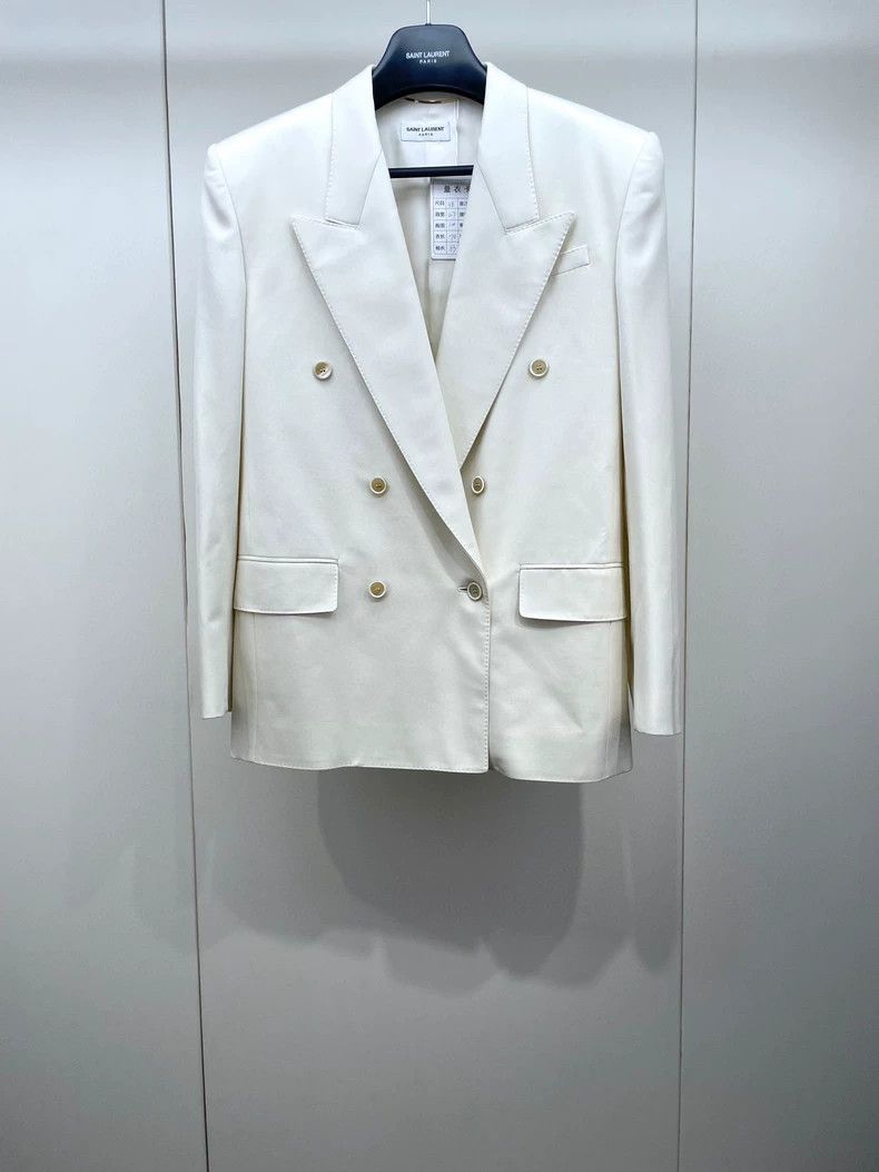 Saint Laurent Paris Saint Laurent White Wool Blazer Jacket Size US S / EU 44-46 / 1 - 1 Thumbnail