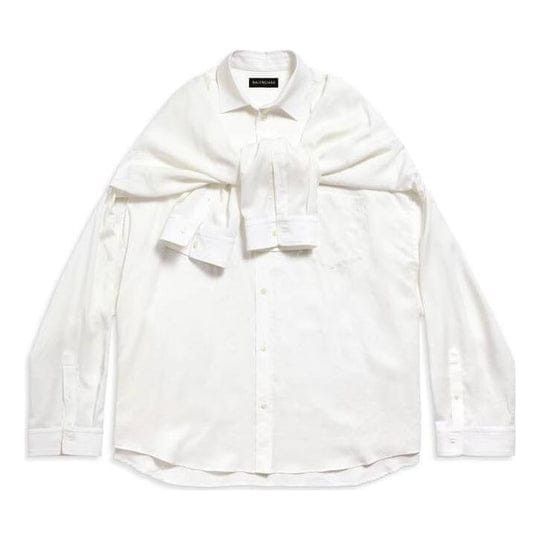 Balenciaga o1bcso1str1124 Knotted Sleeves Shirt Oversized in White Size XS / US 0-2 / IT 36-38 - 1 Thumbnail