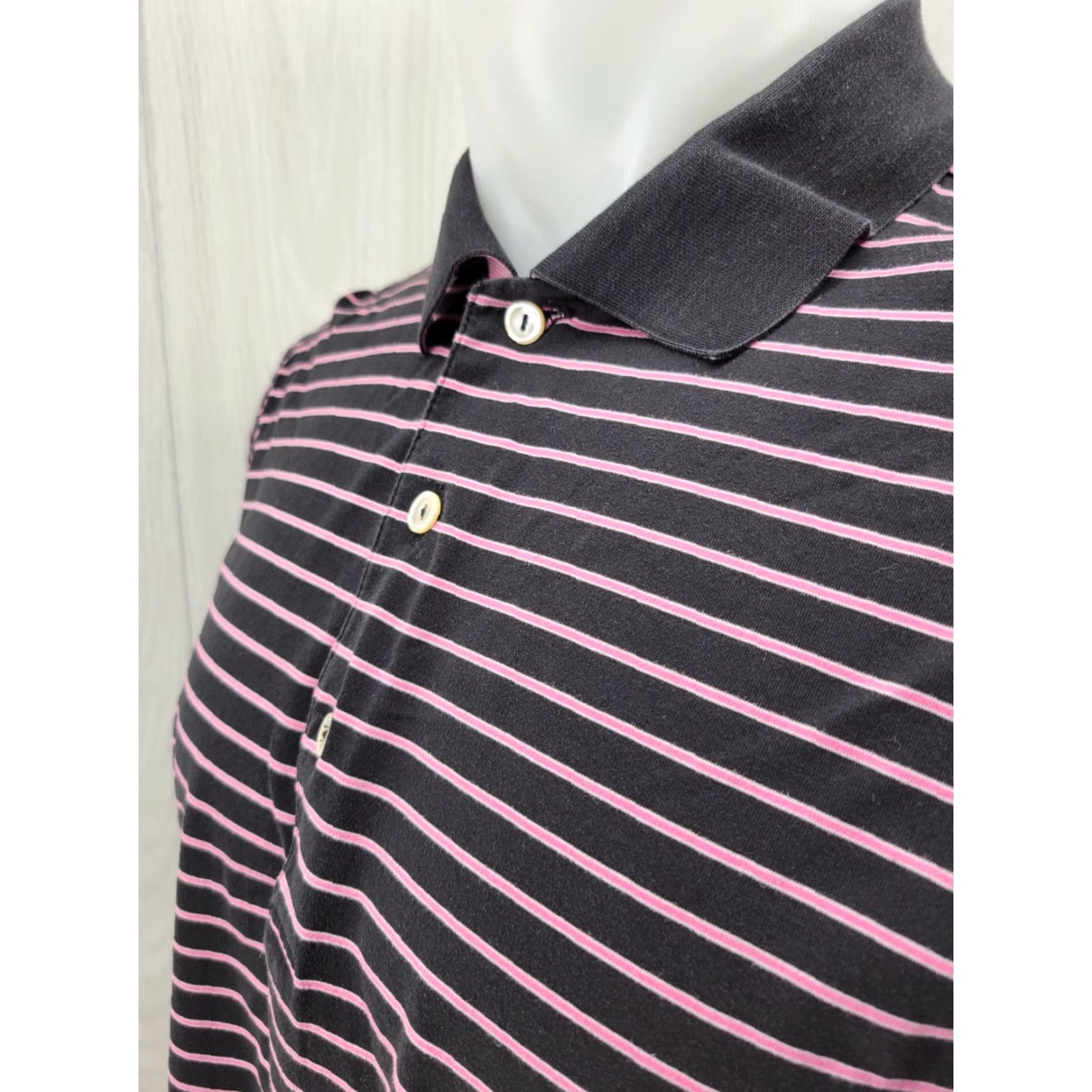 Peter Millar Peter Millar Polo Shirt Mens Striped Slim Casual Short Sleeve Sz M Medium Black Pink Comfort Summer Size US M / EU 48-50 / 2 - 3 Thumbnail
