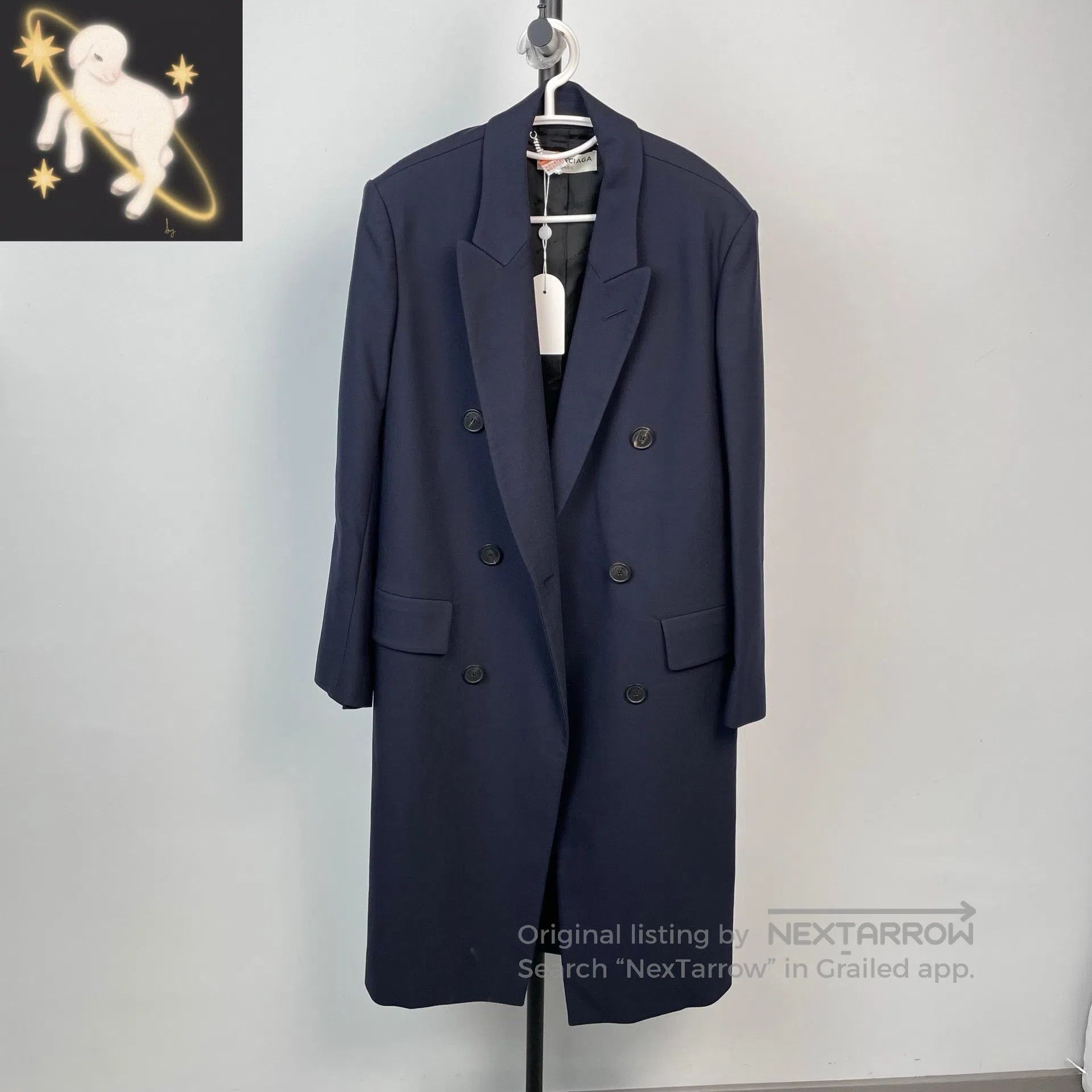 Balenciaga Balenciaga Deep Blue Double-breasted Coat Jacket| Size XXS / US 00 / IT 34 - 1 Thumbnail
