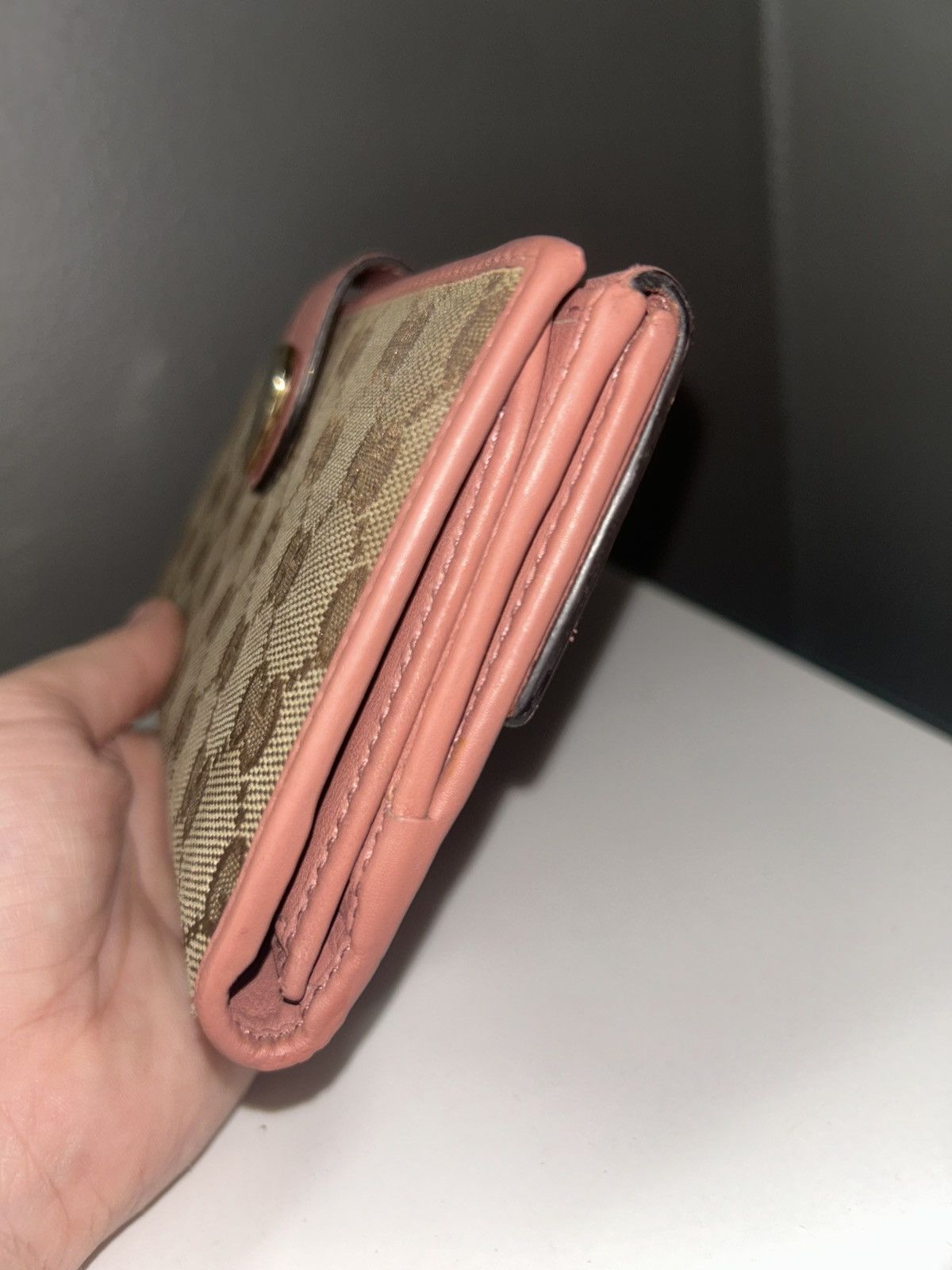Gucci Gucci GG Monogram Canvas Pink Continental Heart Wallet Size ONE SIZE - 13 Thumbnail