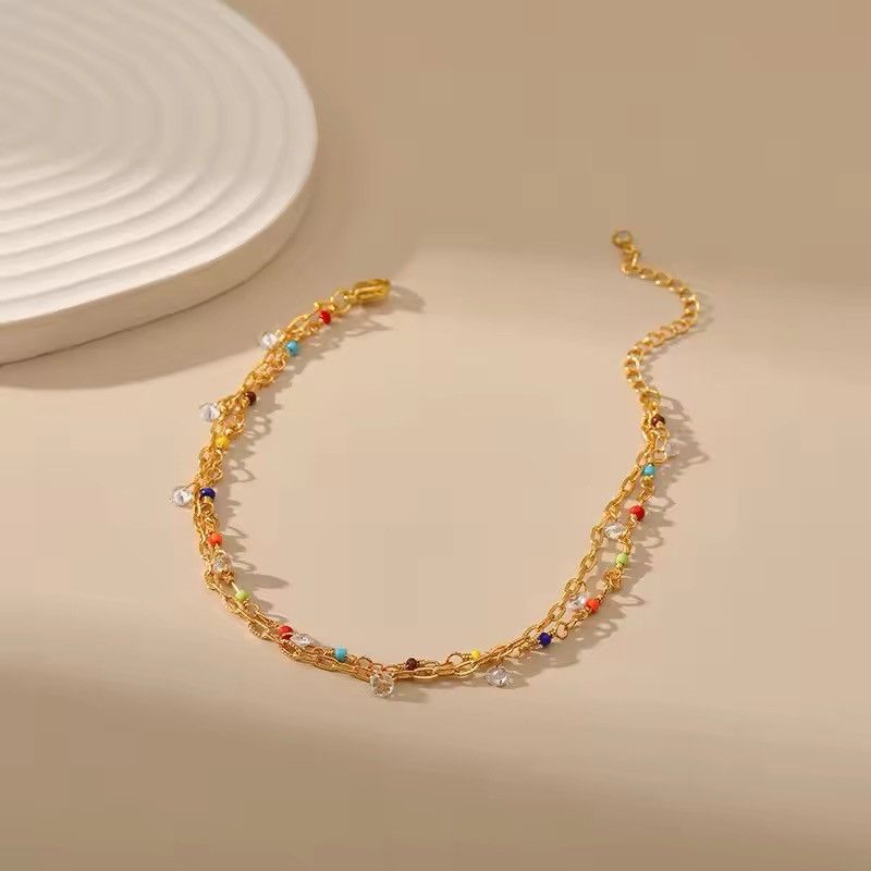 Jewelry × Vintage Rice Beads Multi Layer Chain Anklet Size ONE SIZE - 4 Thumbnail