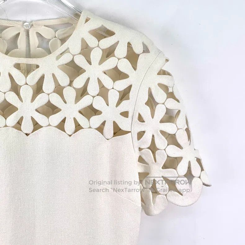 Valentino Valentino White floral cut-out crew neck dress Size XS / US 0-2 / IT 36-38 - 3 Thumbnail