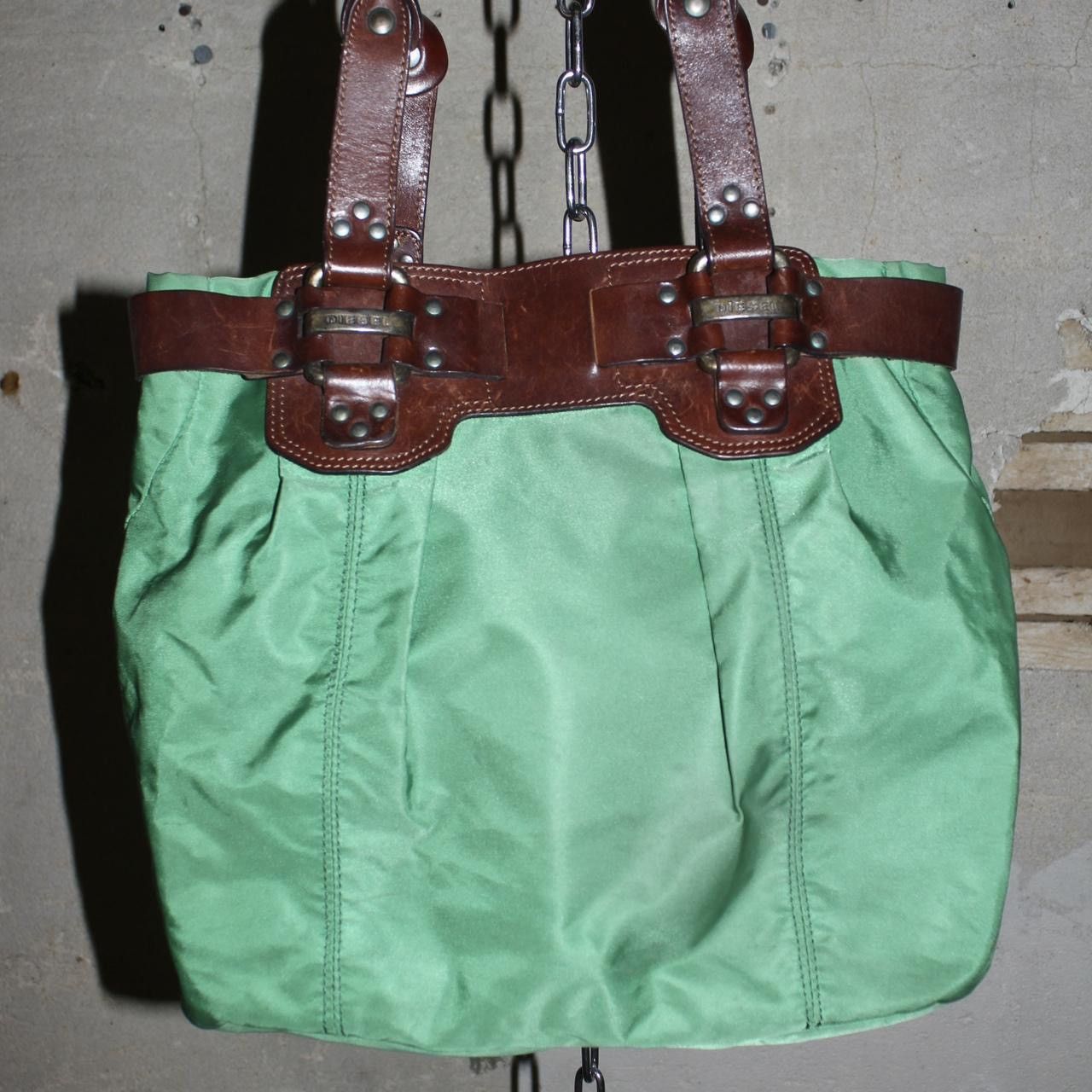Diesel DIESEL 2000s Green Nylon Shoulder Bag Leather Straps Size ONE SIZE - 2 Thumbnail