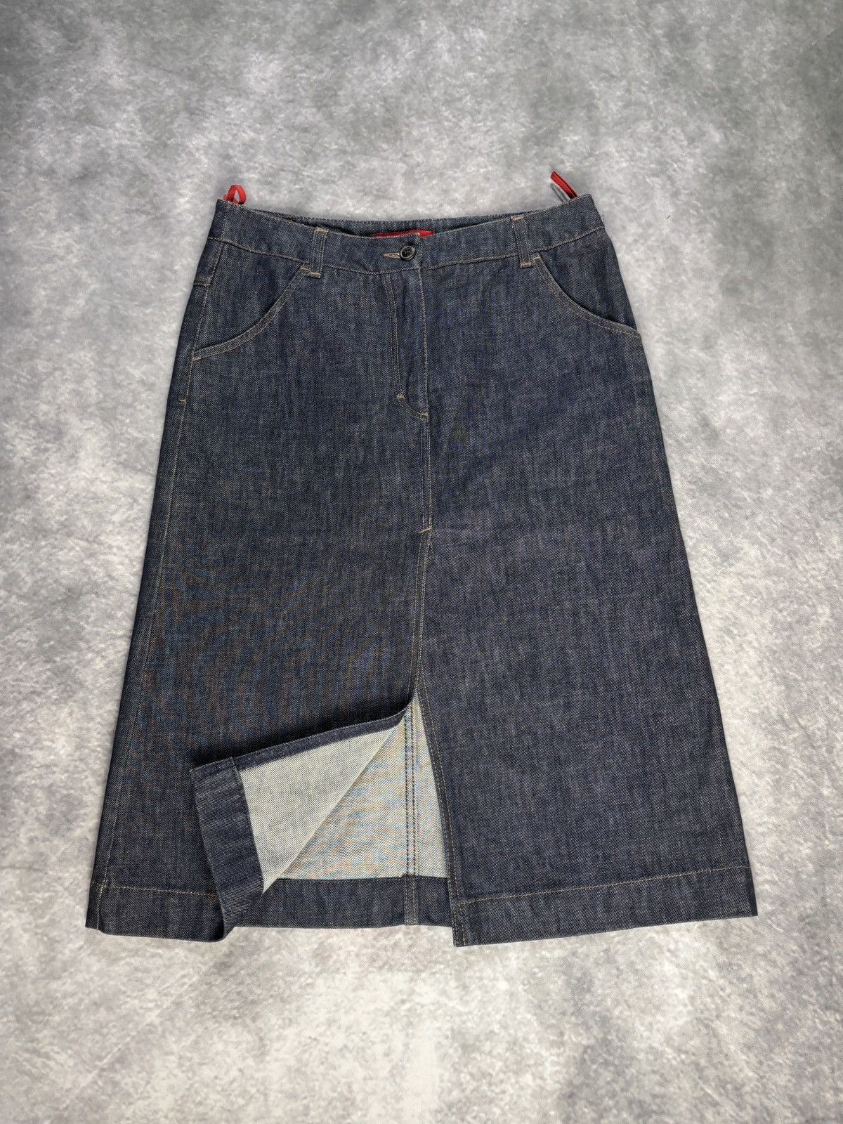 Prada × Vintage 2000s Prada Sport Vintage Prada Denim Maxi Skirt 1990s Long Size 28" / US 6 / IT 42 - 16 Thumbnail