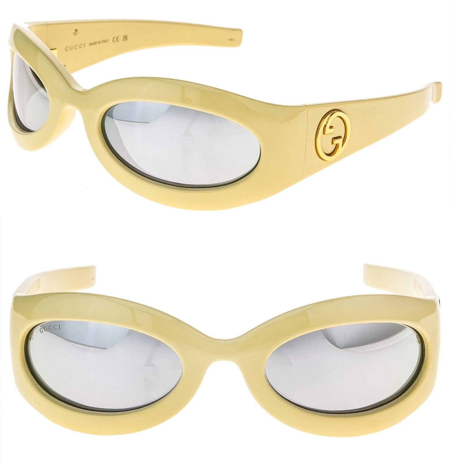 Gucci GUCCI GG1247S LOVE 1247 Ivory Silver Mirror Sunglasses 004 Size ONE SIZE - 1 Thumbnail