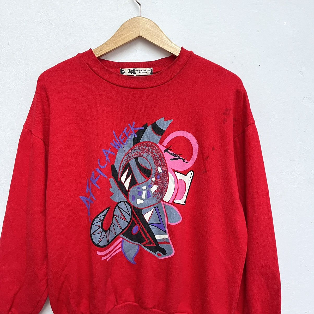 Designer × Kansai Yamamoto 1980,s Kansai Yamamoto Eye Sweatshirt "africa week" Size US L / EU 52-54 / 3 - 3 Thumbnail