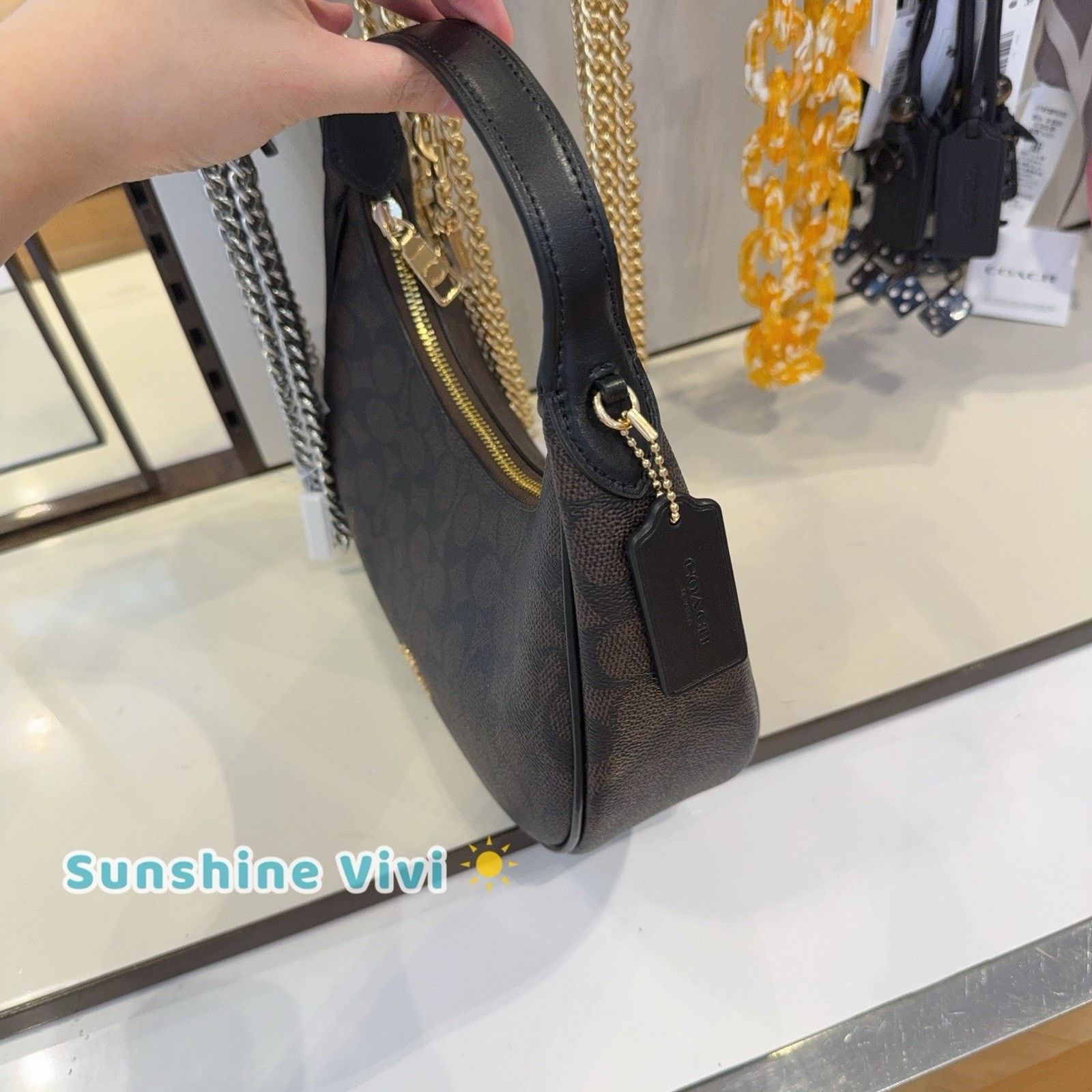 Coach NWT Coach Emily Shoulder Bag CDX17 Gold/Walnut/Black Size ONE SIZE - 3 Thumbnail