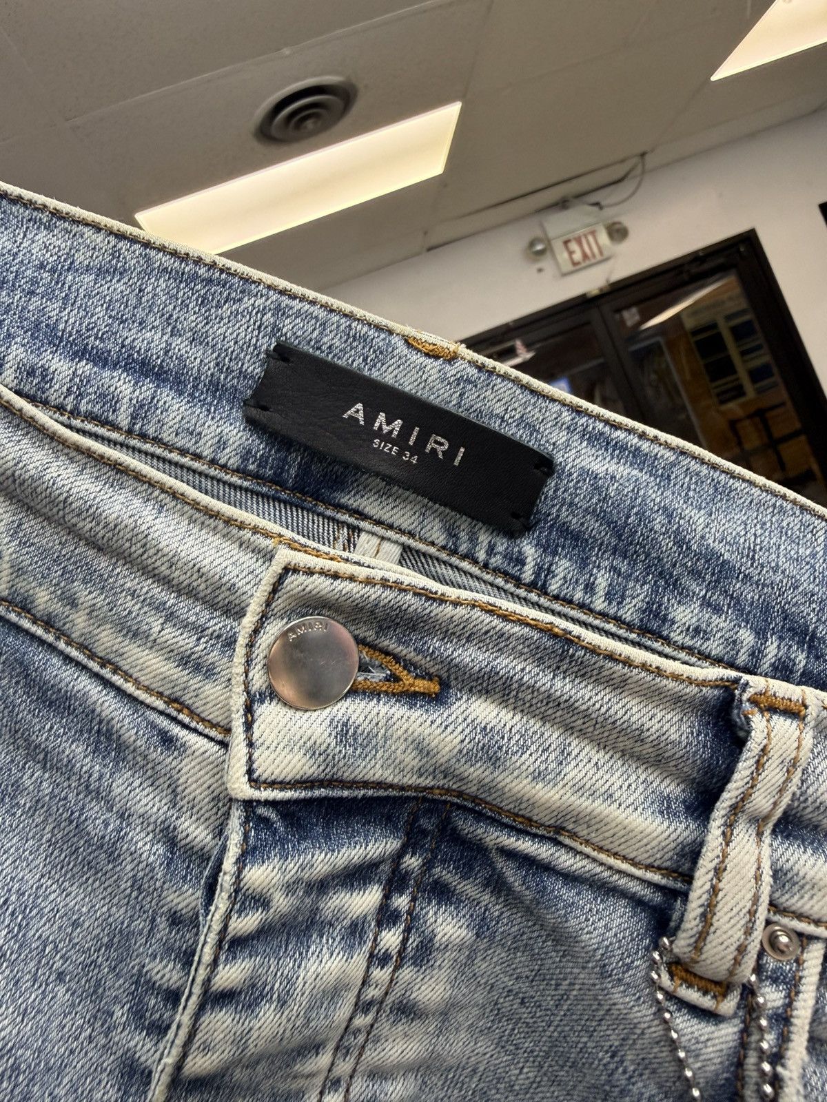 Amiri Amiri MX1 - Blue Watercolor Gradient Patch Denim Size US 34 / EU 50 - 4 Thumbnail