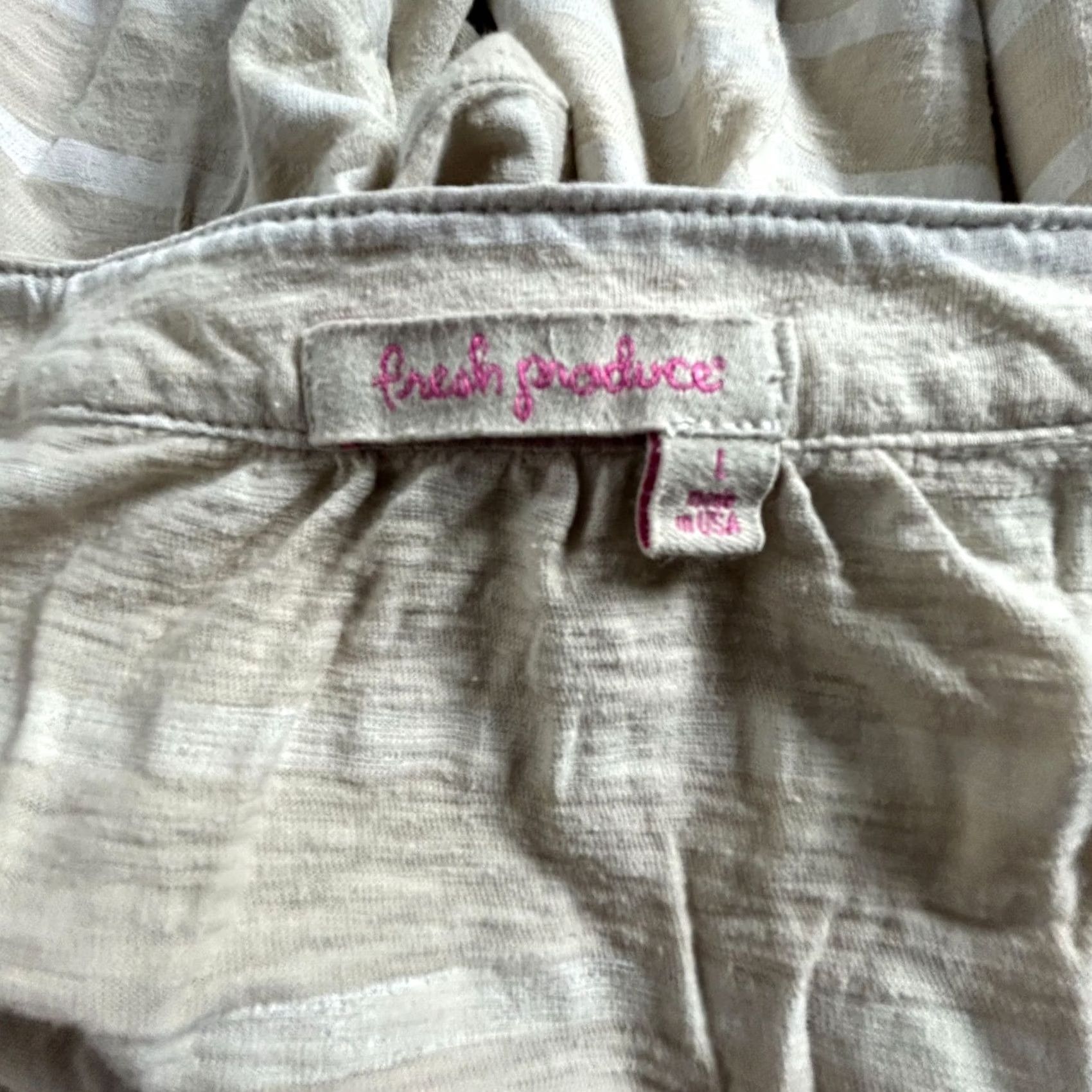 Vintage Fresh Produce Womens Striped 3/4 Sleeve Shirt Large Beige/Blue/Black Lot of 3 Size L / US 10 / IT 46 - 3 Thumbnail