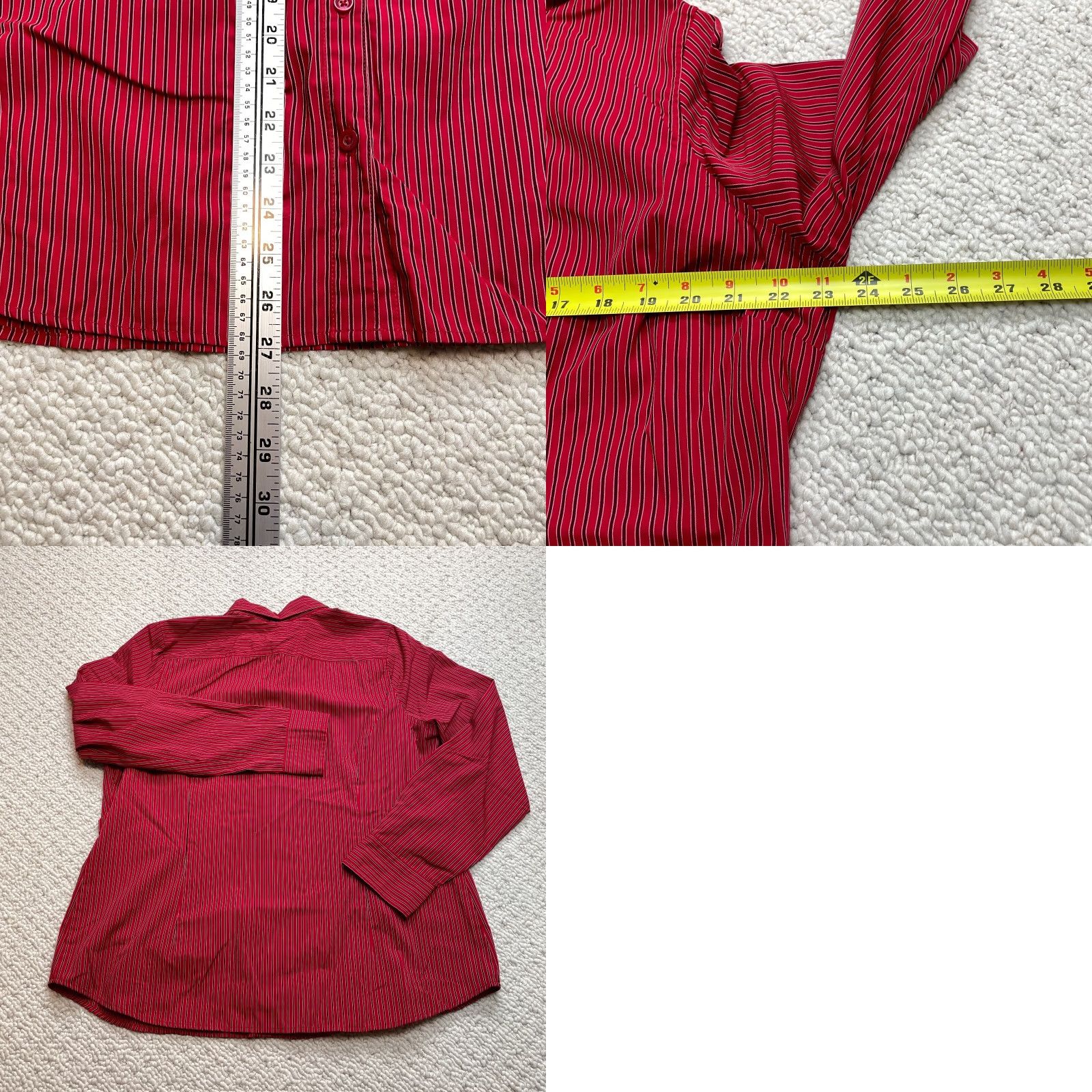 George George Shirt Mens 2XL Red Striped Button Up Long Sleeve Top Collared Dress Size US XXL / EU 58 / 5 - 8 Thumbnail