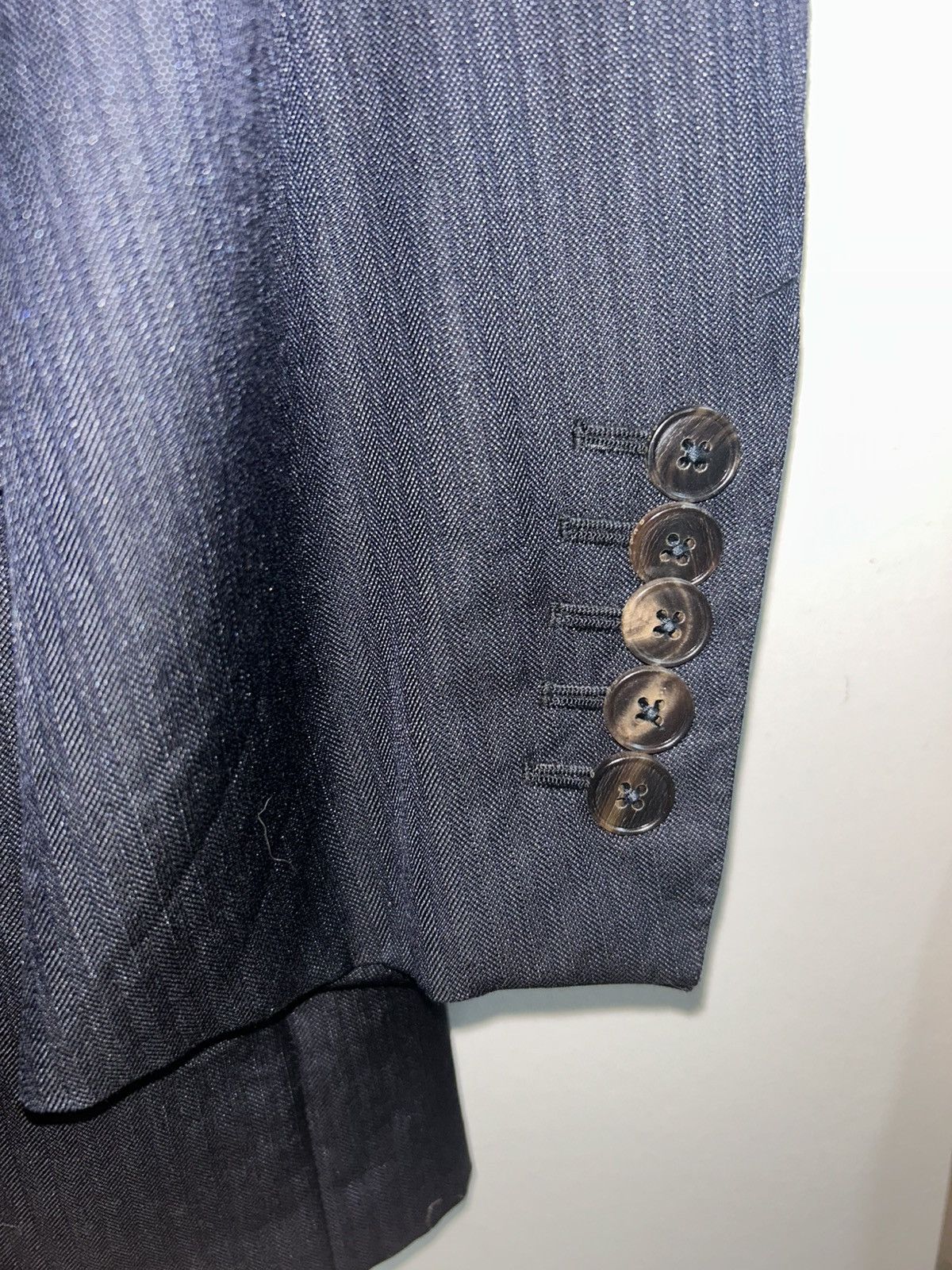 Gucci Mens Navy Printstripe Wool Silk Blend Blazer Size 48R - 17 Thumbnail