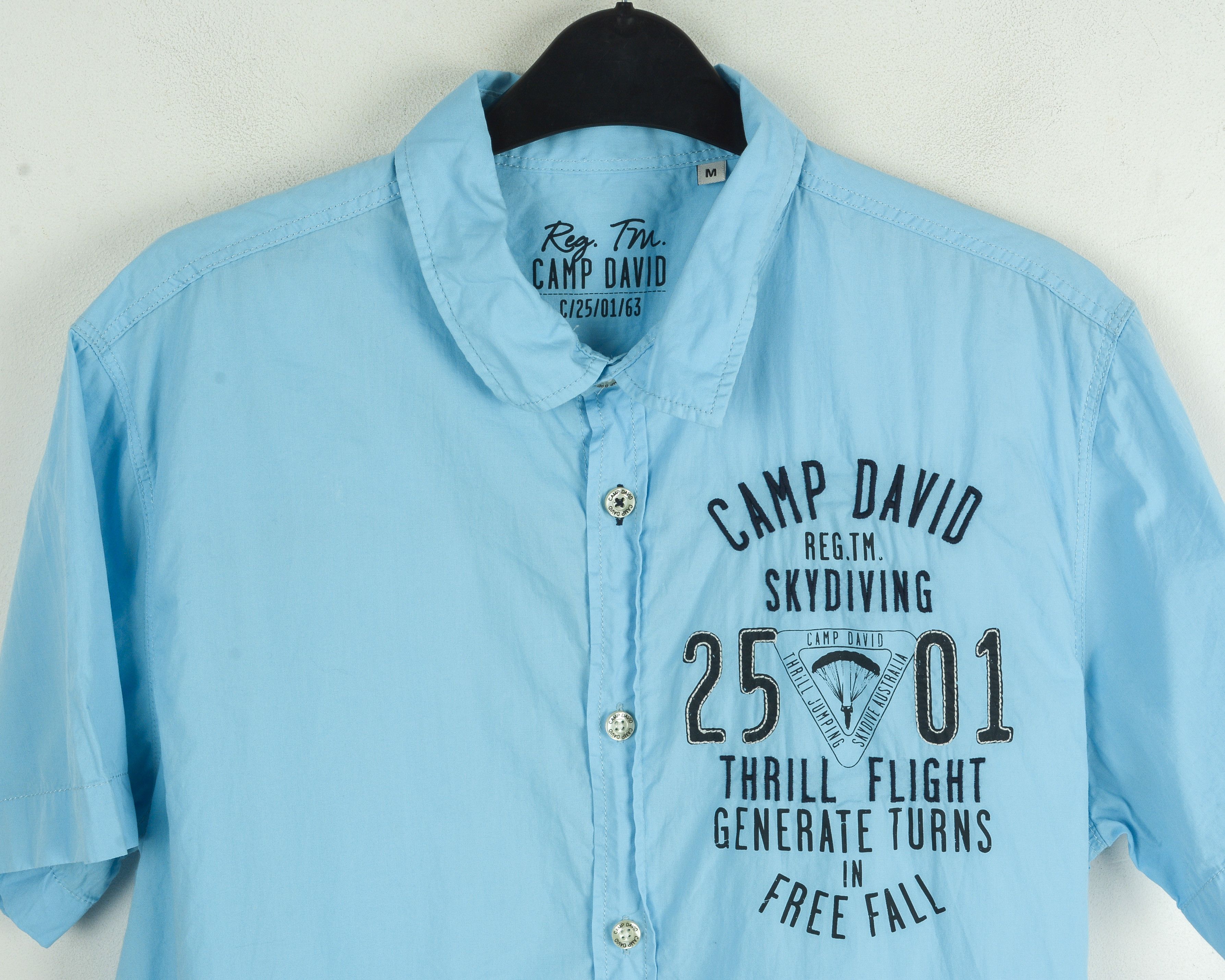 Camp David Men M Short Sleeve Shirt Embroidered Cotton Button Up Casual Size US M / EU 48-50 / 2 - 4 Thumbnail