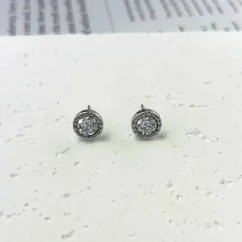 Other 925 Silver Plated CZ Cubic Zirconia Stud Earrings for Men Size ONE SIZE - 1 Thumbnail