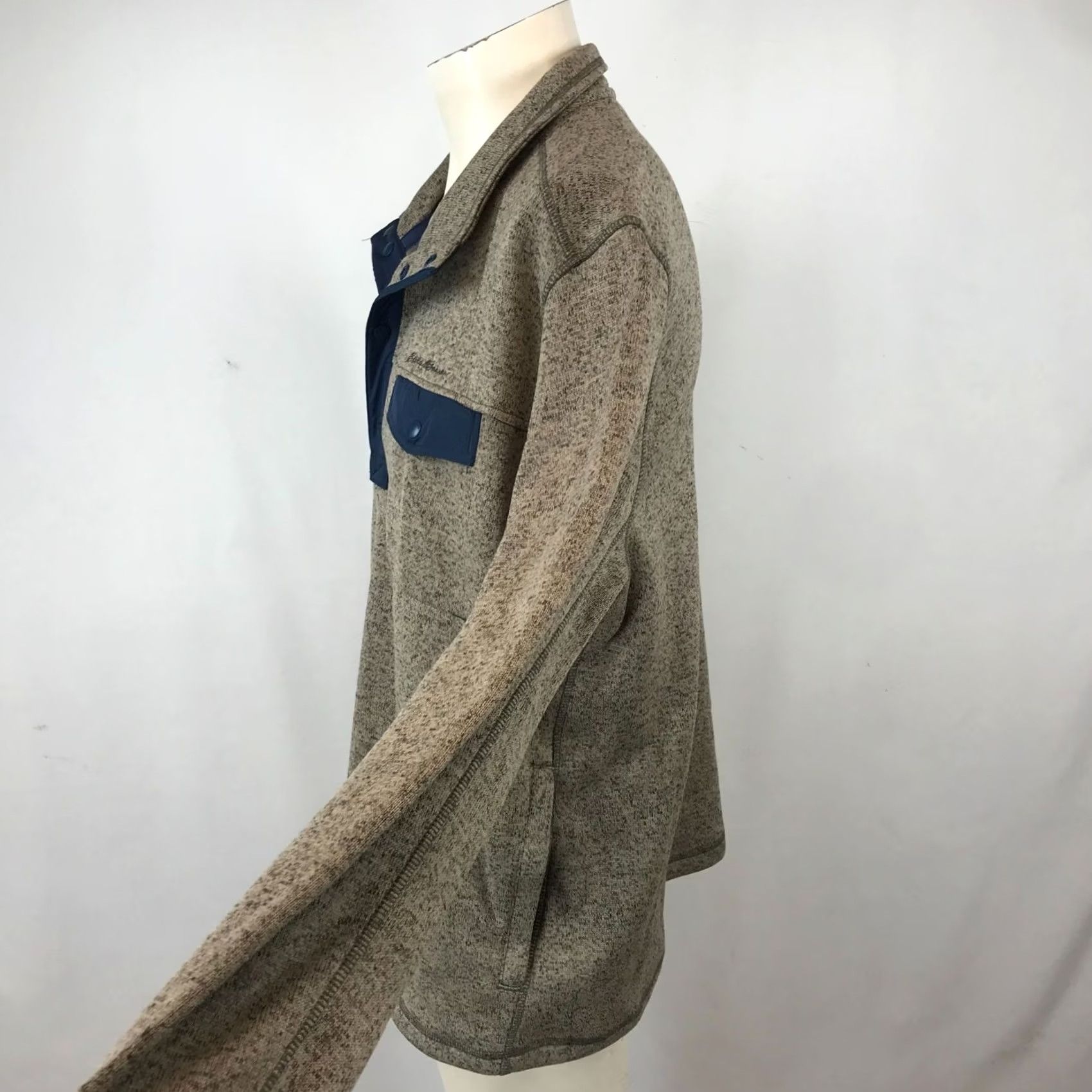 Eddie Bauer EDDIE BAUER Mens XL Tan Navy Blue Henley Pullover Sweater"} Size US XL / EU 56 / 4 - 4 Thumbnail