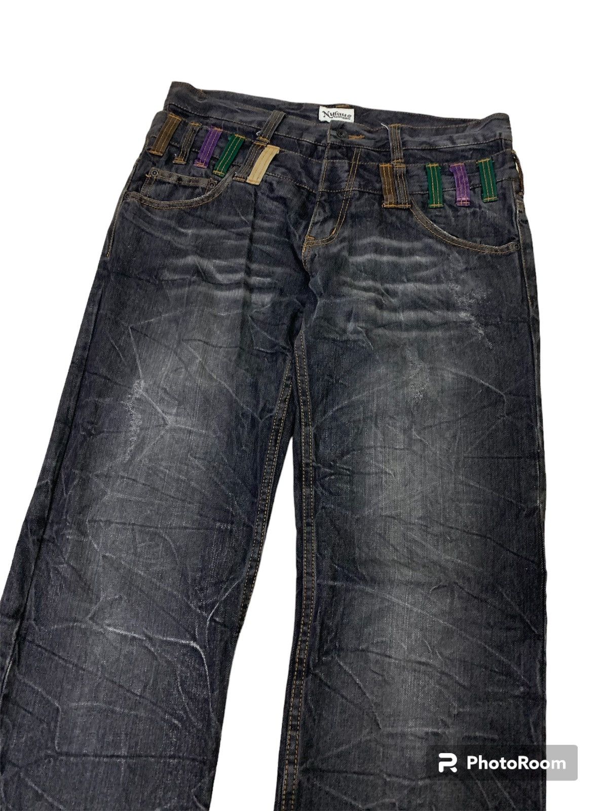 If Six Was Nine 🔥Vintage Nylaus Double Waist Black Denim Size US 34 / EU 50 - 5 Thumbnail