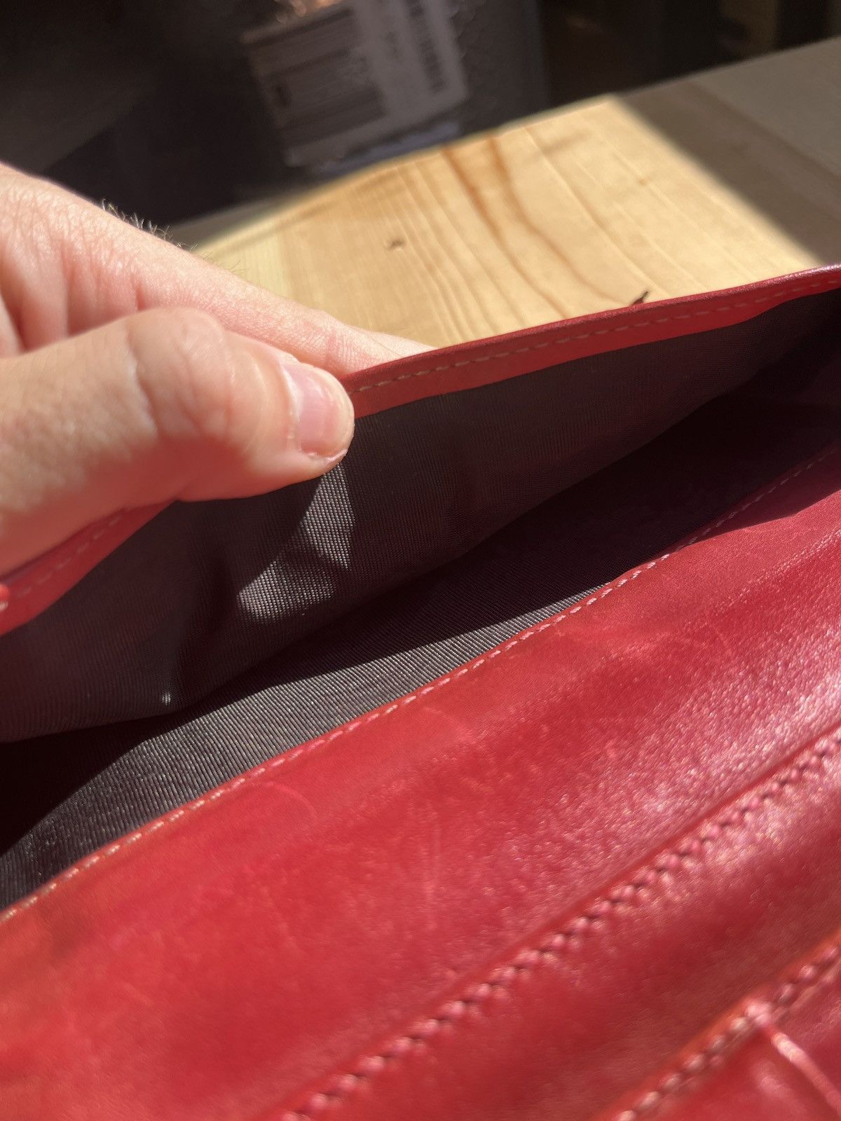 Gucci × Vintage Vintage long monogrammed and leather sherry stripe wallet Size ONE SIZE - 10 Thumbnail