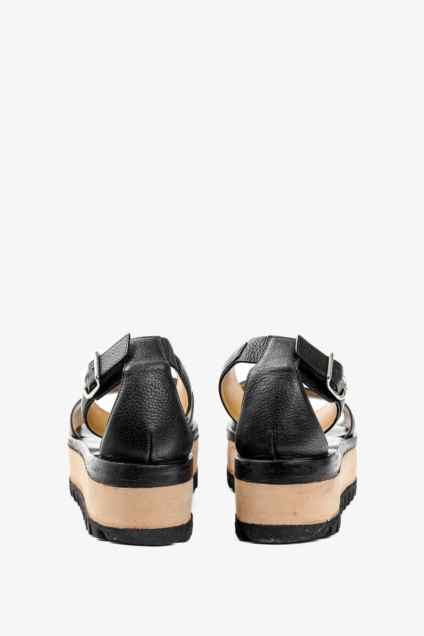 Balenciaga Balenciaga Pebbled Leather Ankle-Strap Flatform Sandals Size US 10 / IT 40 - 3 Thumbnail