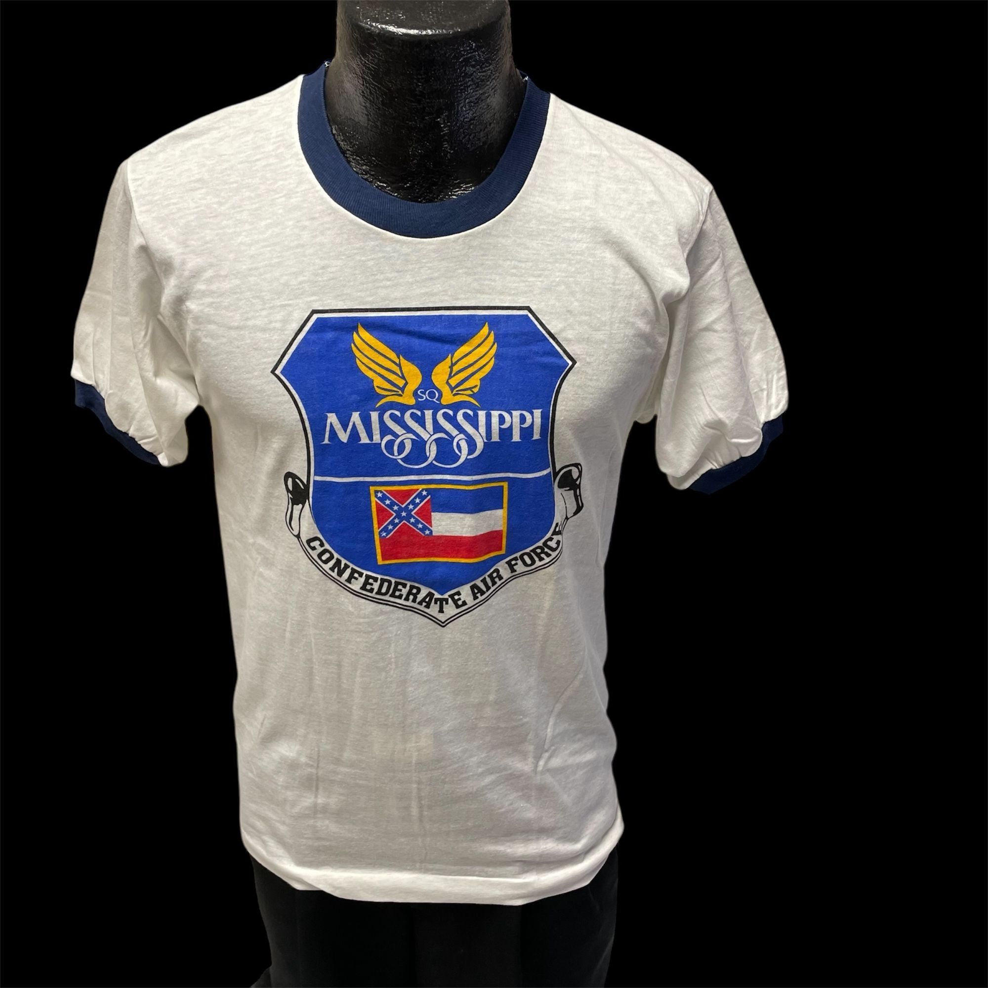 Other Vtg Screen Stars MISSISSIPPI CONFEDERATE Air Force Ringer Size US L / EU 52-54 / 3 - 1 Thumbnail