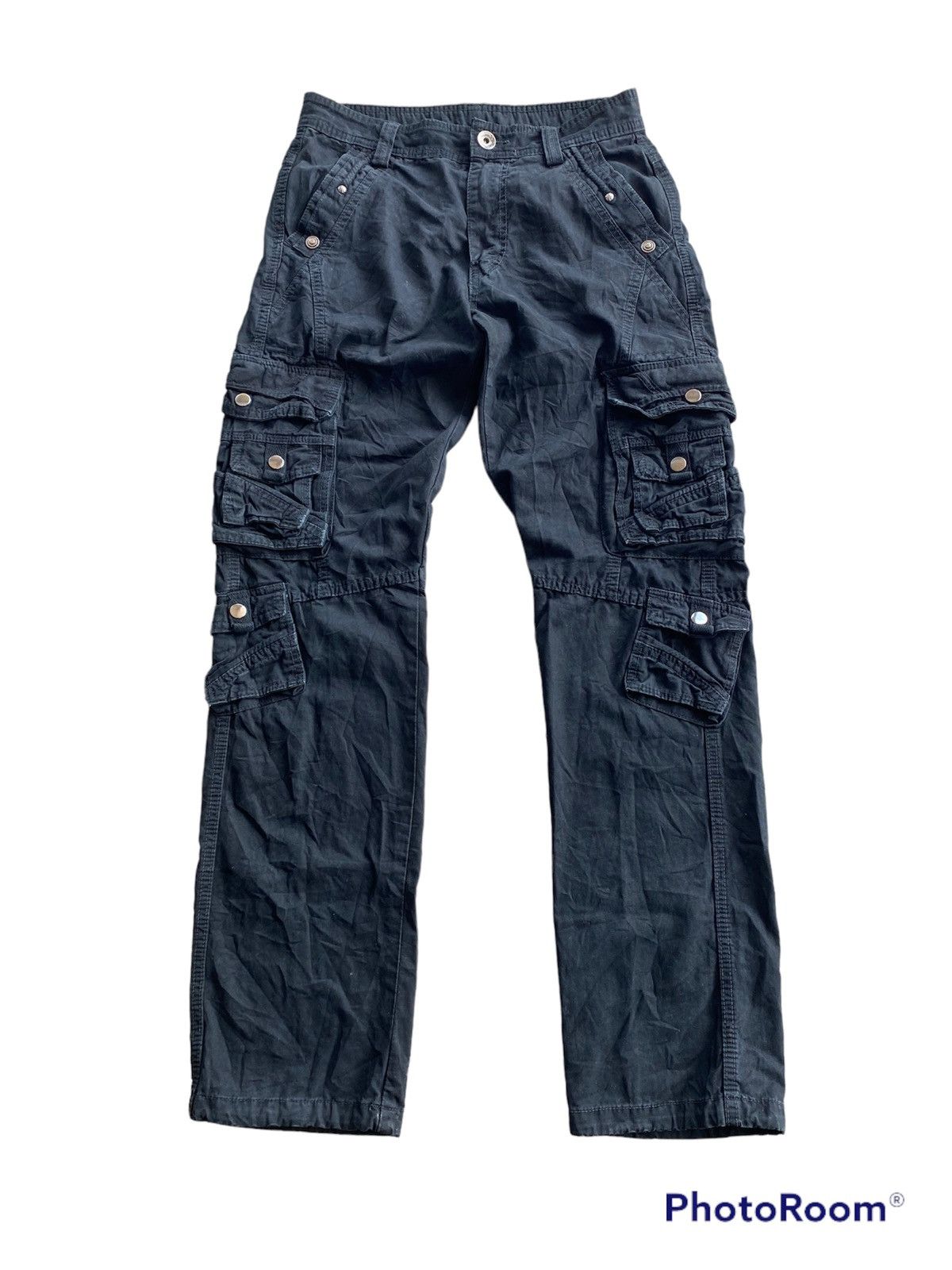 Japanese Brand × Tornado Mart Japan Avantgarde Black Punk Multi Pocket Cargo Pant Size US 29 - 2 Thumbnail